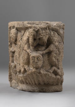 Rare Romanesque Capital Representing Daniel in the Lion’s Den, 12th Century