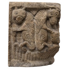 Rare Romanesque Capital Representing Daniel in the Lion’s Den, 12th Century
