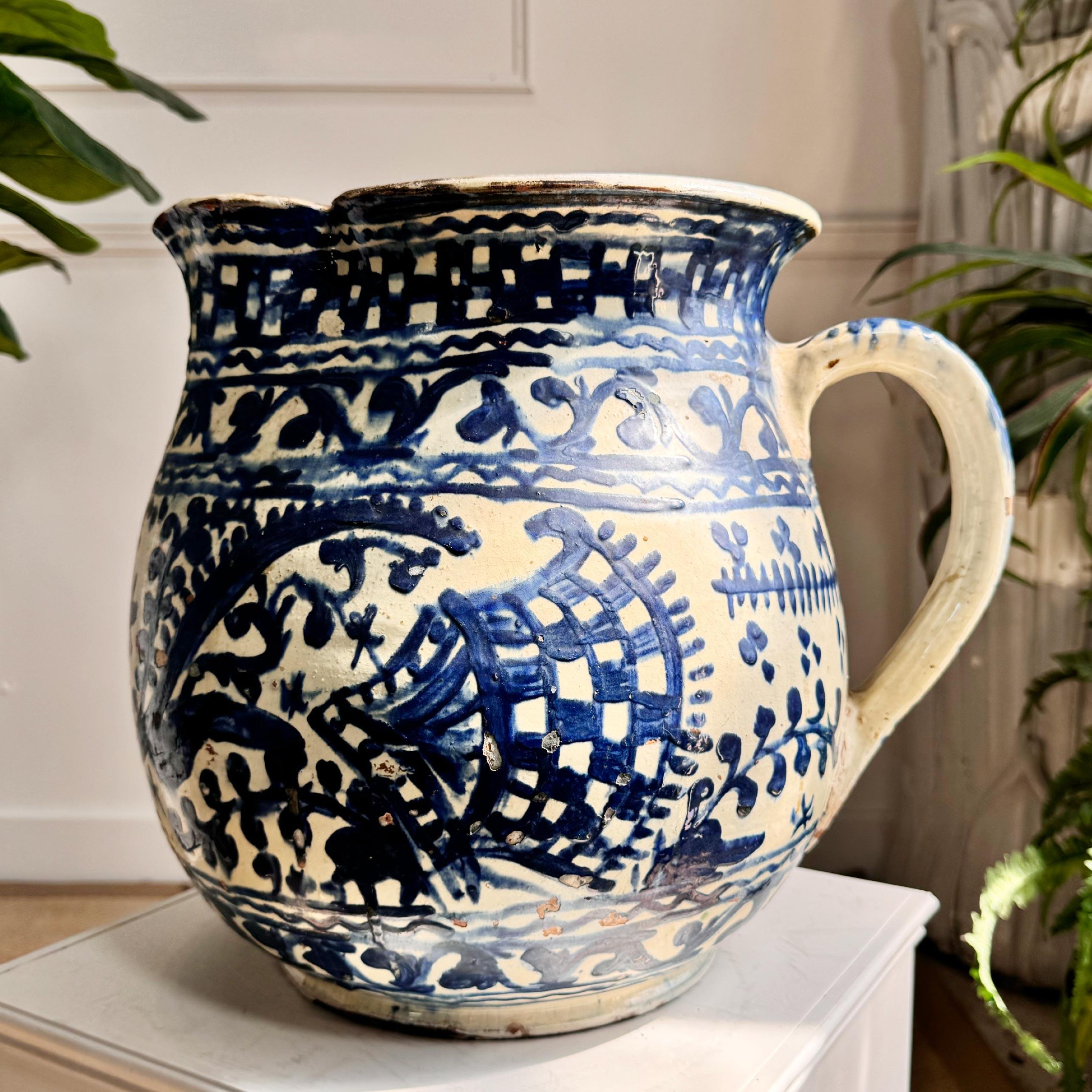 Hand-Crafted Rare Romanian 1920’s Troita Popa Slipware Jug For Sale