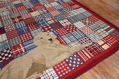 Seltene Zimmer Größe Großer Hund Amerikanischer Hooked Rug