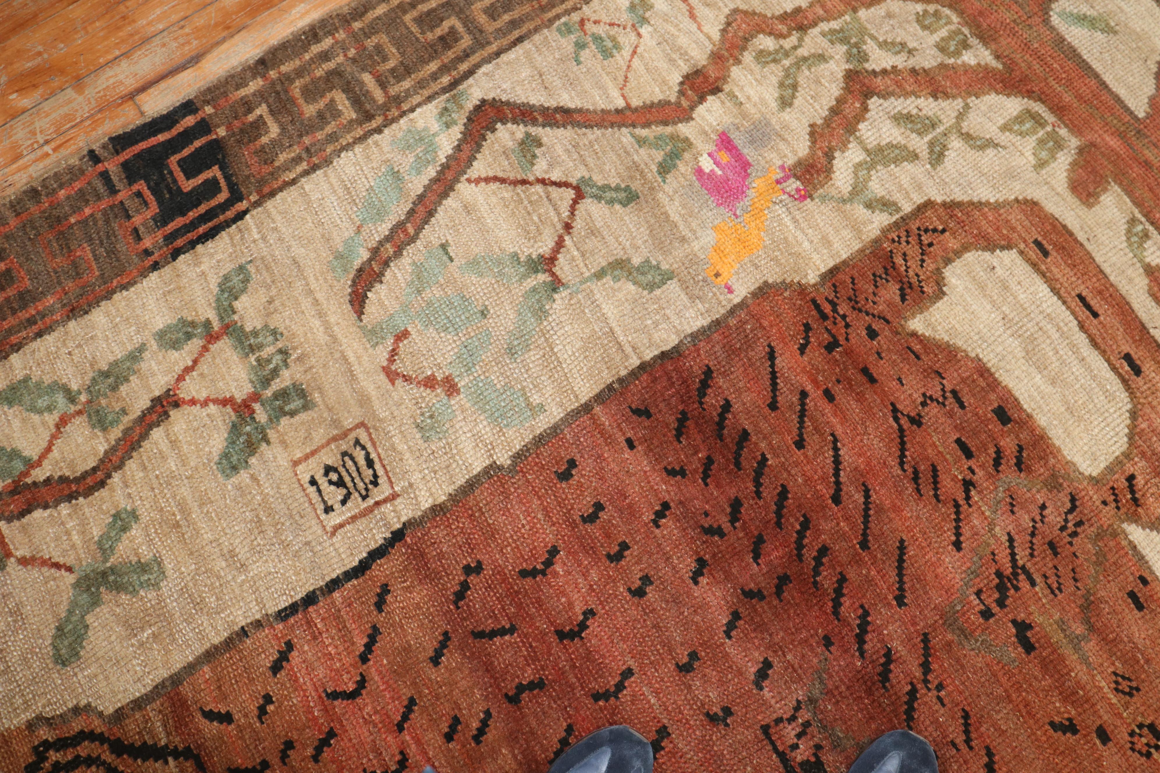 Seltener türkischer Teppich in Zimmergröße mit Löwenmotiv, datiert 1903 im Angebot 3