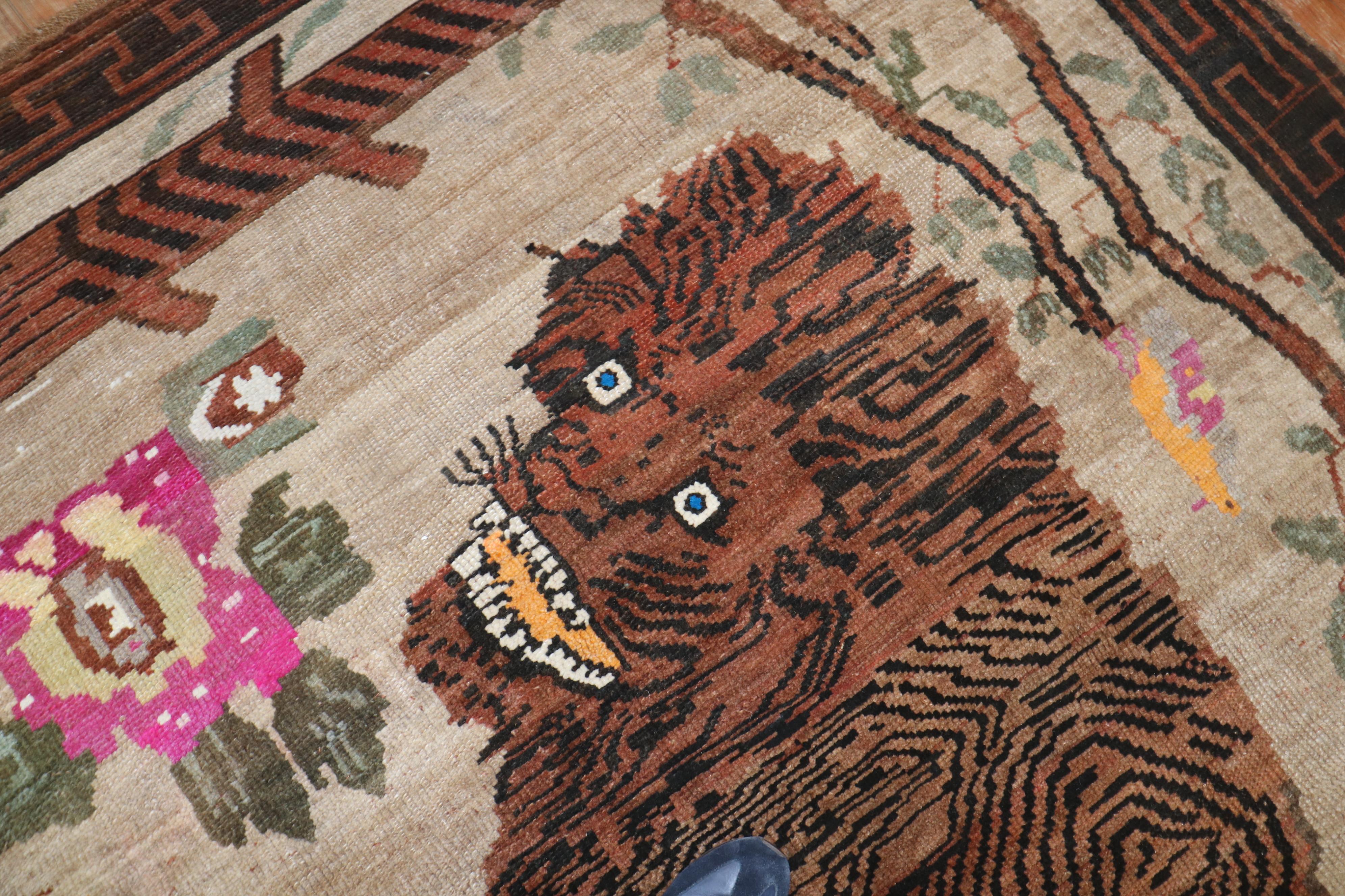 Rare Room size Lion Turkish Rug Dated 1903 For Sale 3