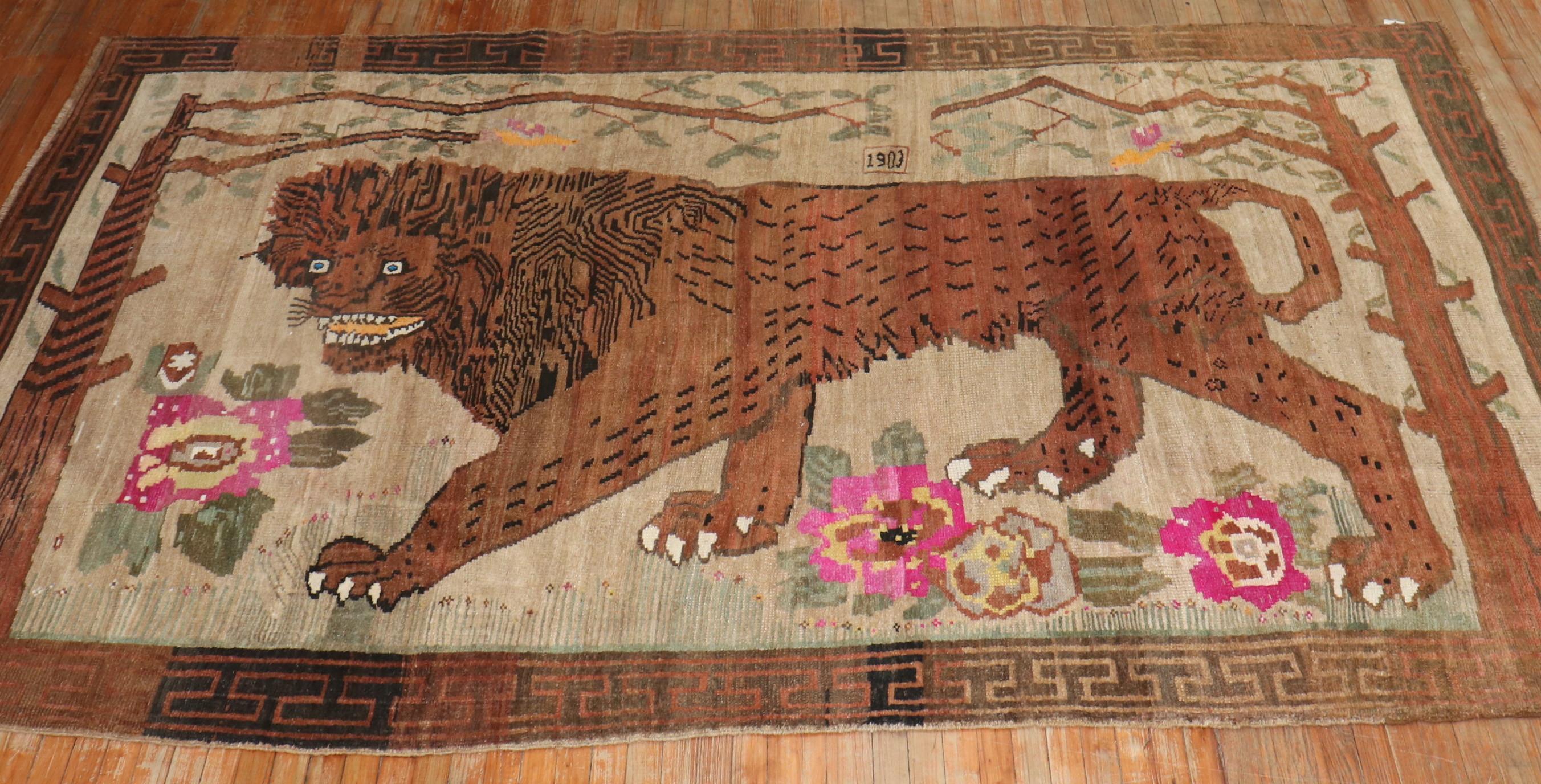 Raro tappeto turco Lion di dimensioni pari a quelle di una stanza, datato 1903 In condizioni buone in vendita a New York, NY
