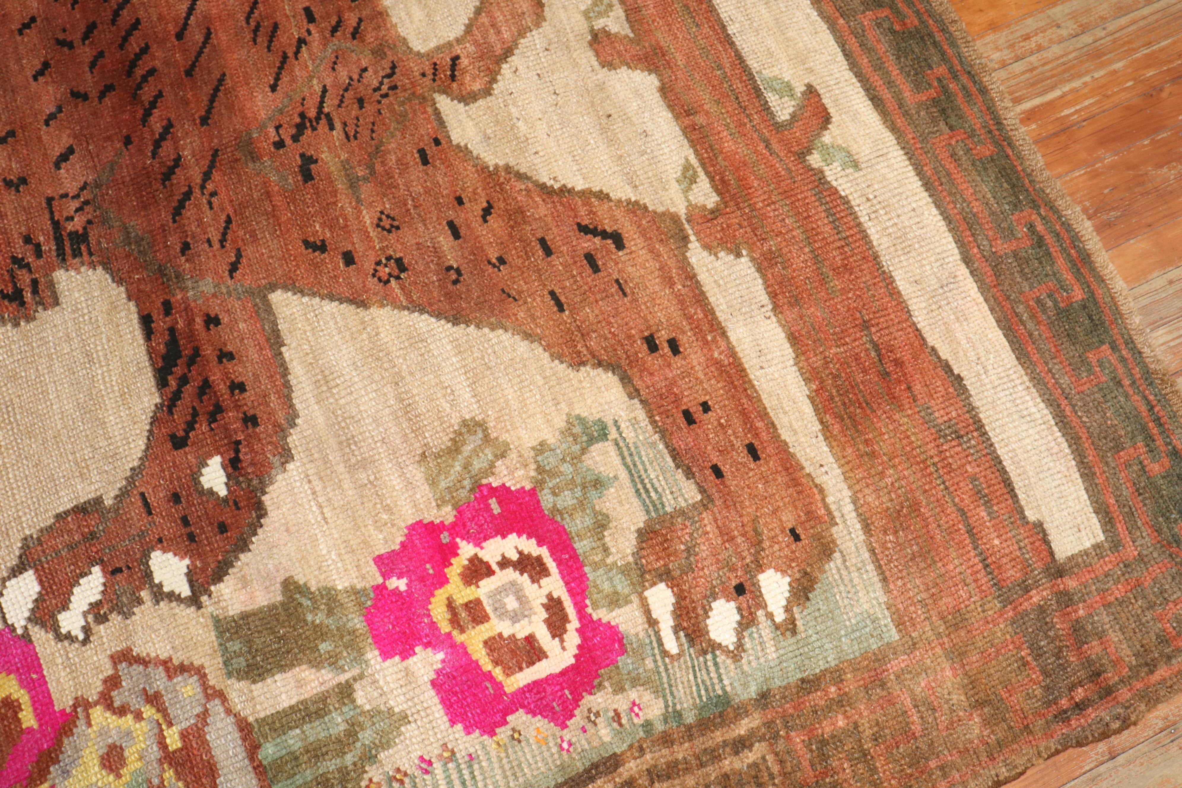 Rare Room size Lion Turkish Rug Dated 1903 In Good Condition For Sale In New York, NY