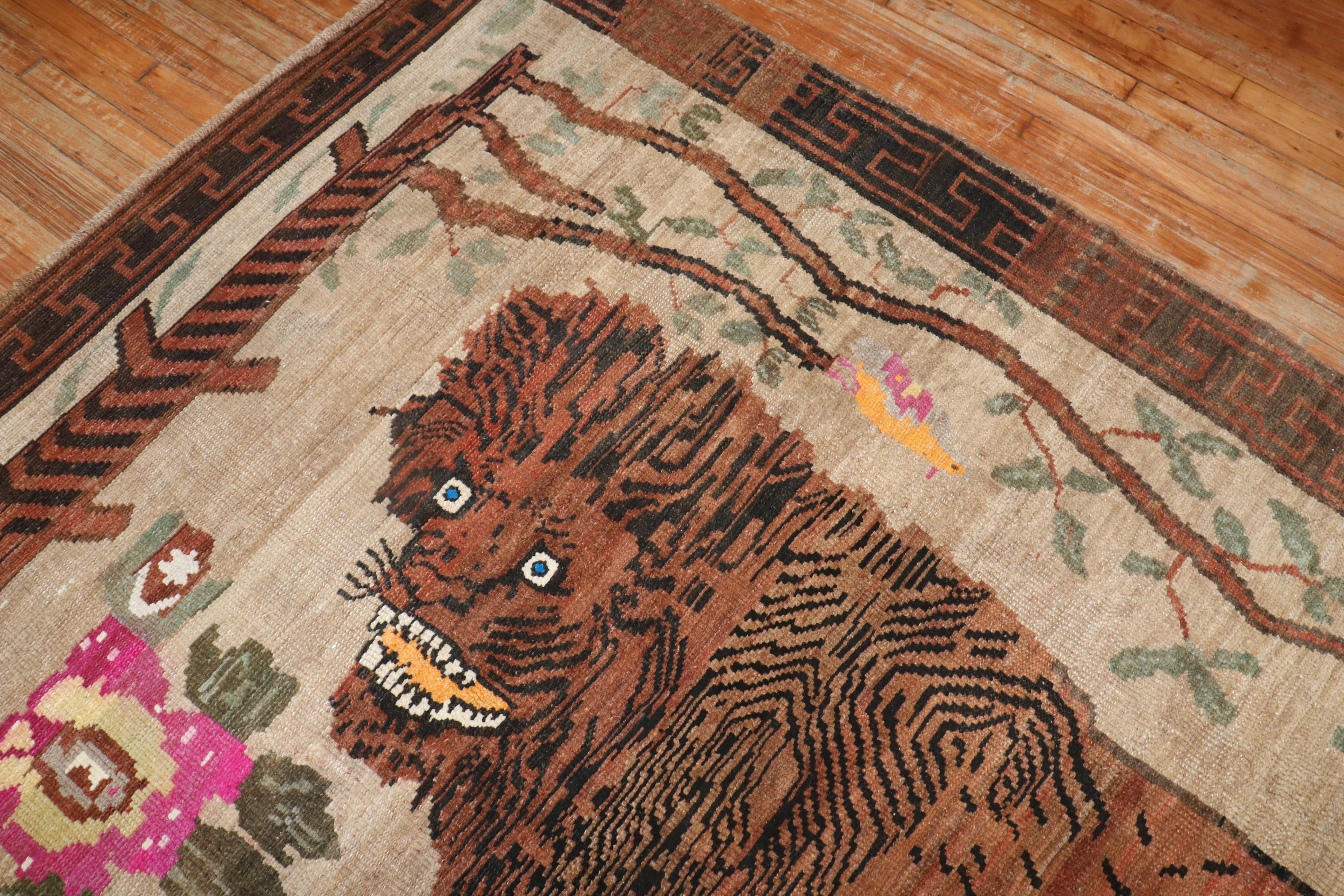 20th Century Rare Room size Lion Turkish Rug Dated 1903 For Sale