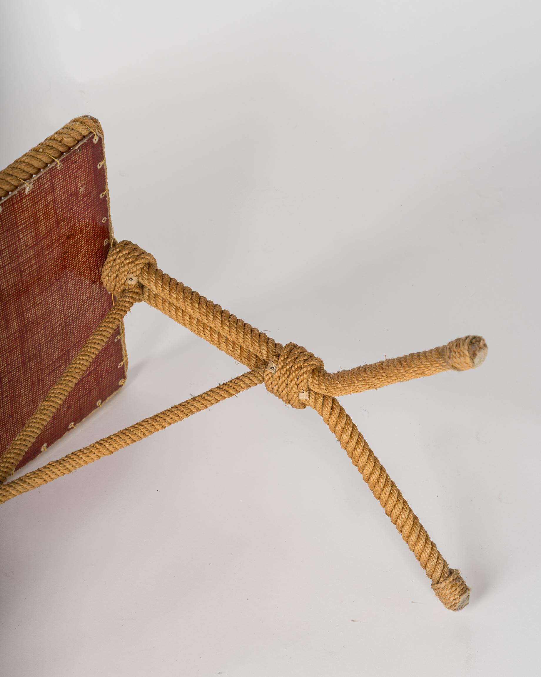 French Rare Rope Side Table by Audoux Minnet, France 1960s For Sale