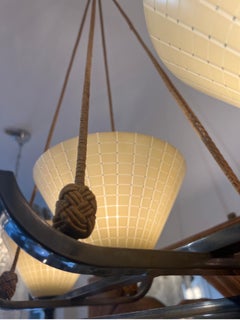 Rare rope suspended horizontal chandelier