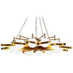 Rare "Rosace" Chandelier Attributed to Gio Ponti Italian Vintage Opaline