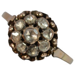 Rare Rose Cut Diamond 18 Carat Rose Gold Cluster Ring Rare Rose Cut Diamond 18 Carat Rose Gold Cluster Ring