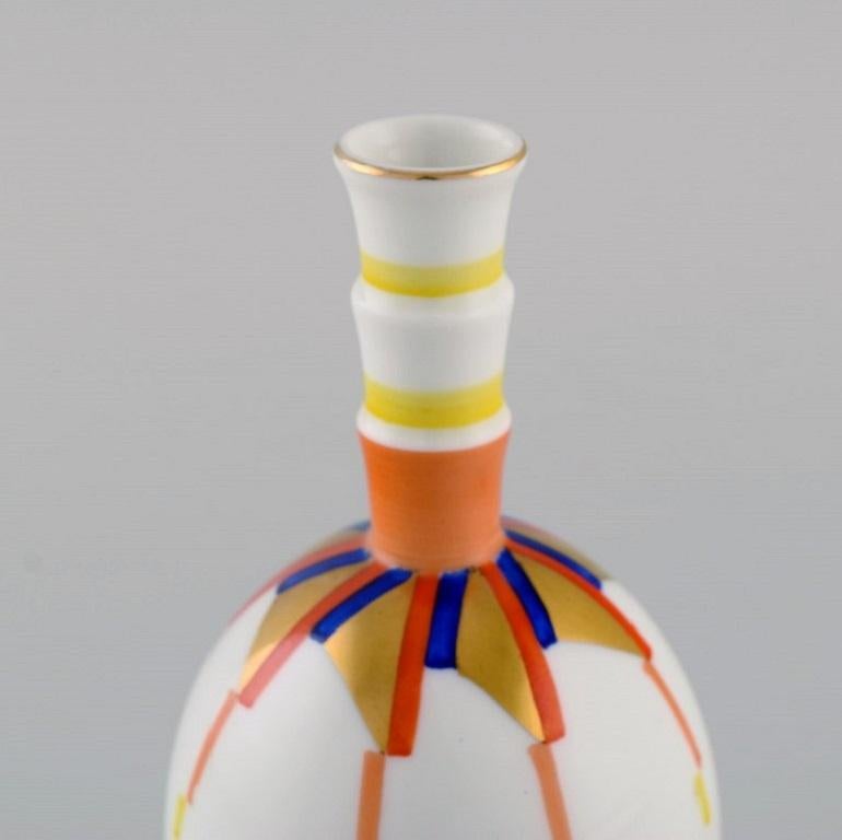 German Rare Rosenthal Art Deco Vase in Hand-Painted Porcelain, 1930s
