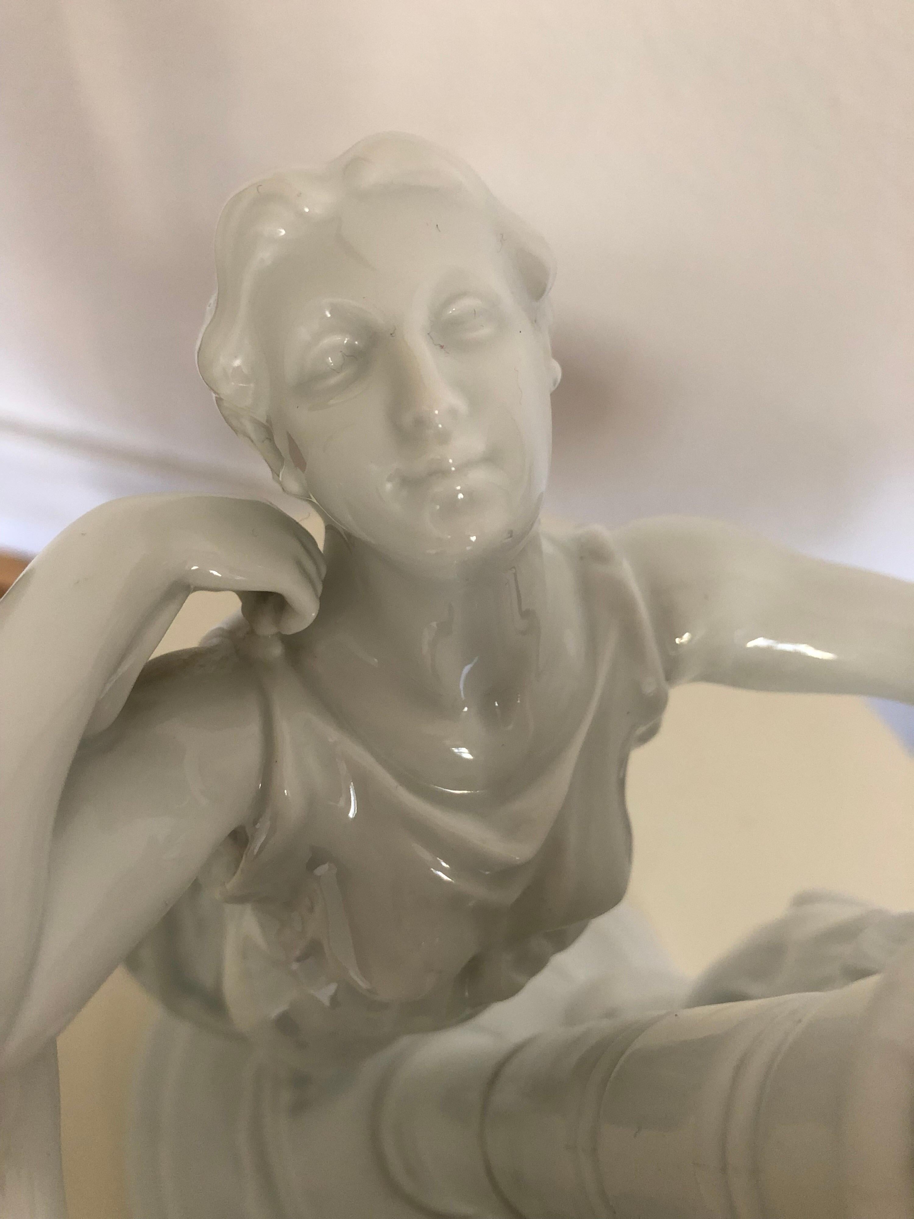 Rare lampe de table à figurine de Rosenthal par K.Himmelstoss, circa 1916 en vente 3