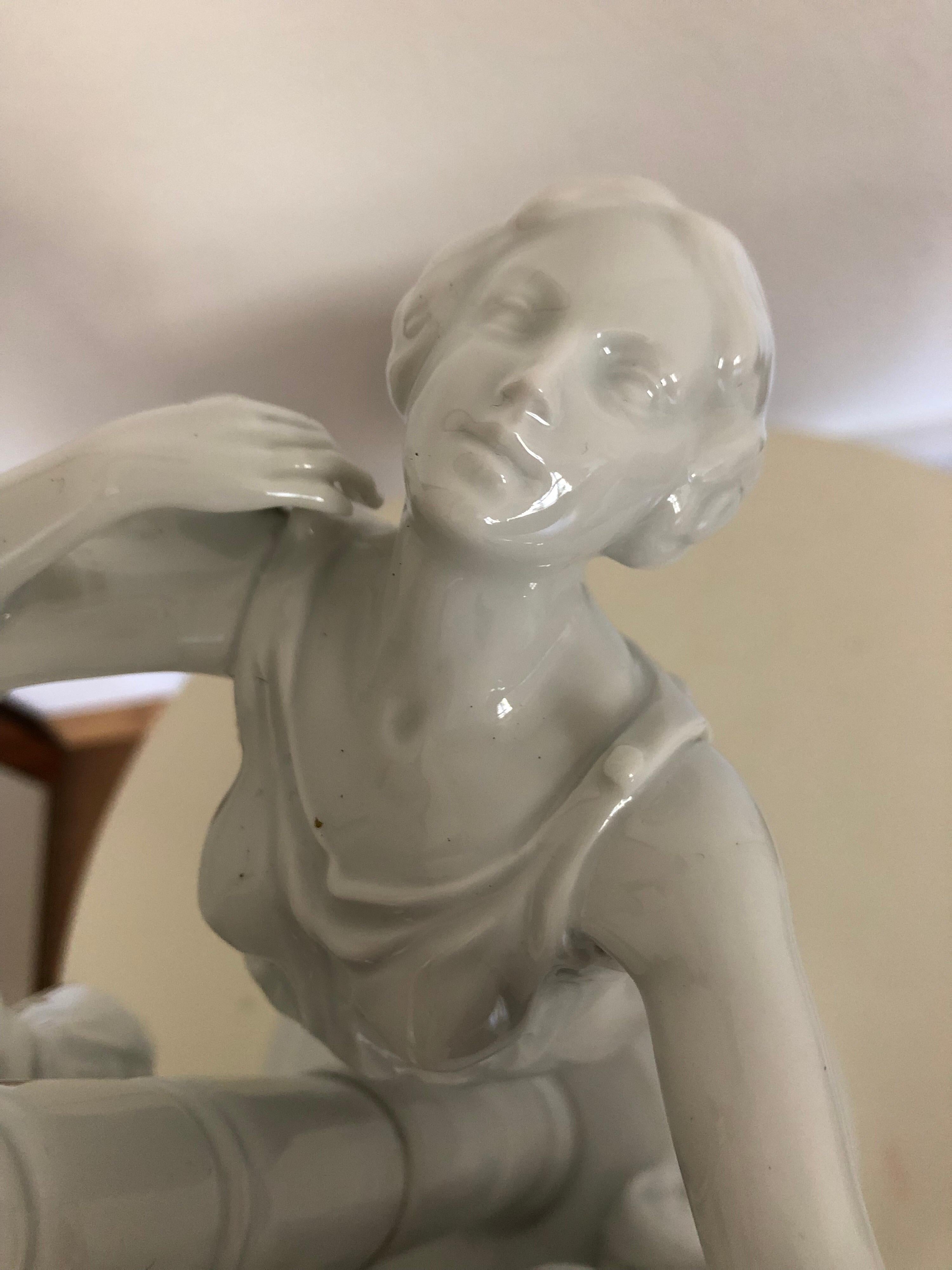 Rare lampe de table à figurine de Rosenthal par K.Himmelstoss, circa 1916 en vente 5