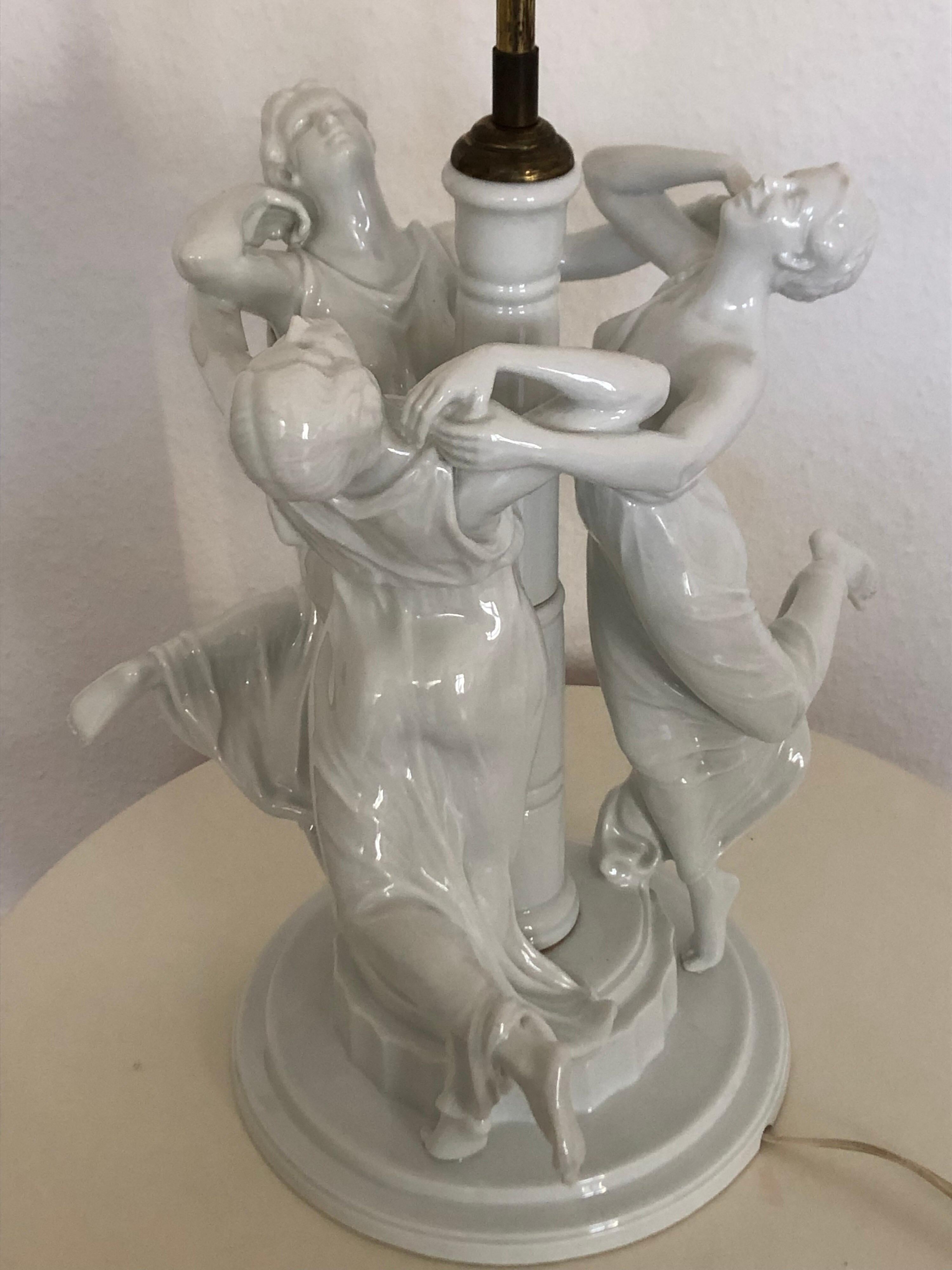 Art nouveau Rare lampe de table à figurine de Rosenthal par K.Himmelstoss, circa 1916 en vente