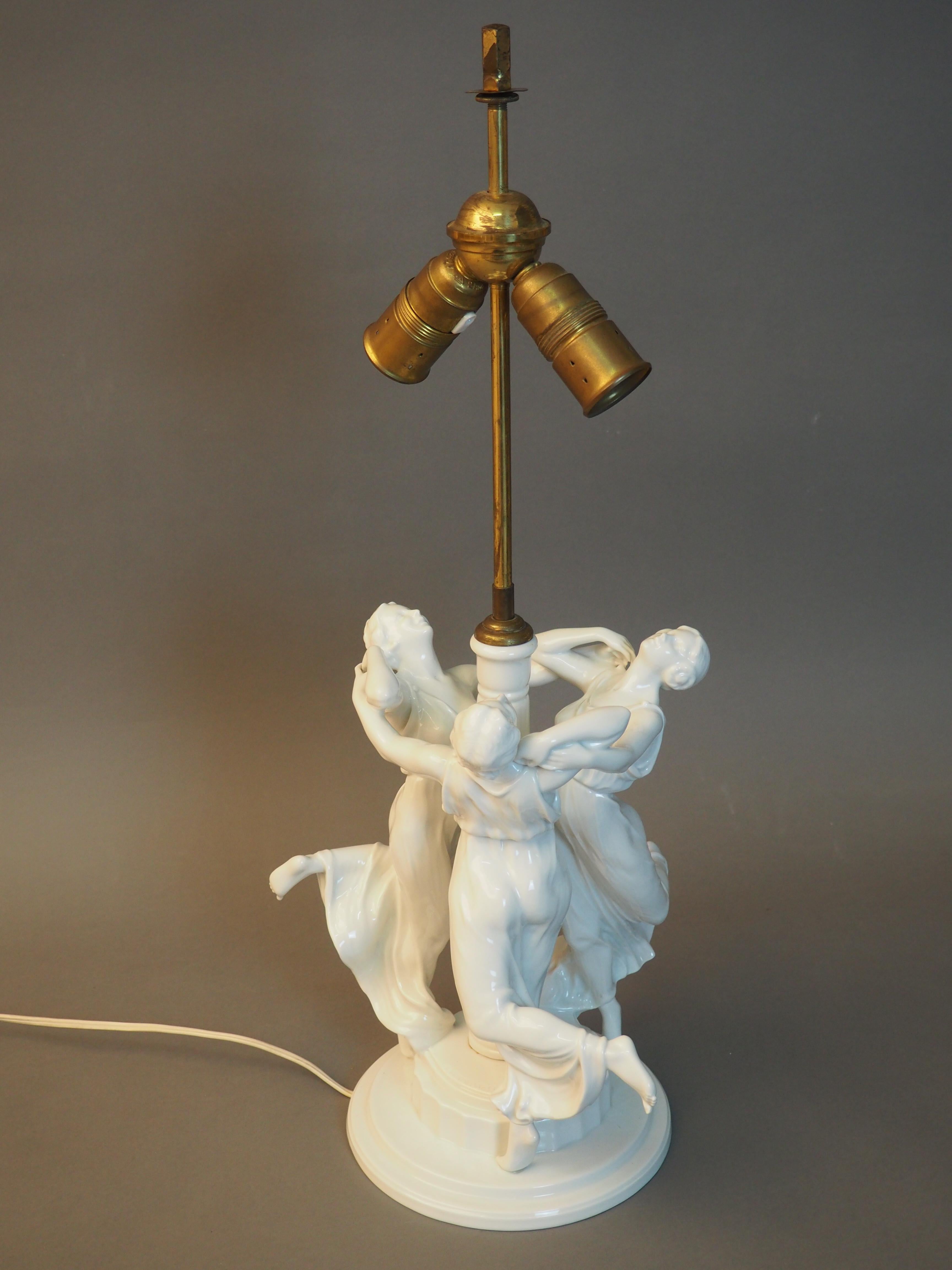 Allemand Rare lampe de table à figurine Rosenthal par K.Himmelstoss:: vers 1916 en vente