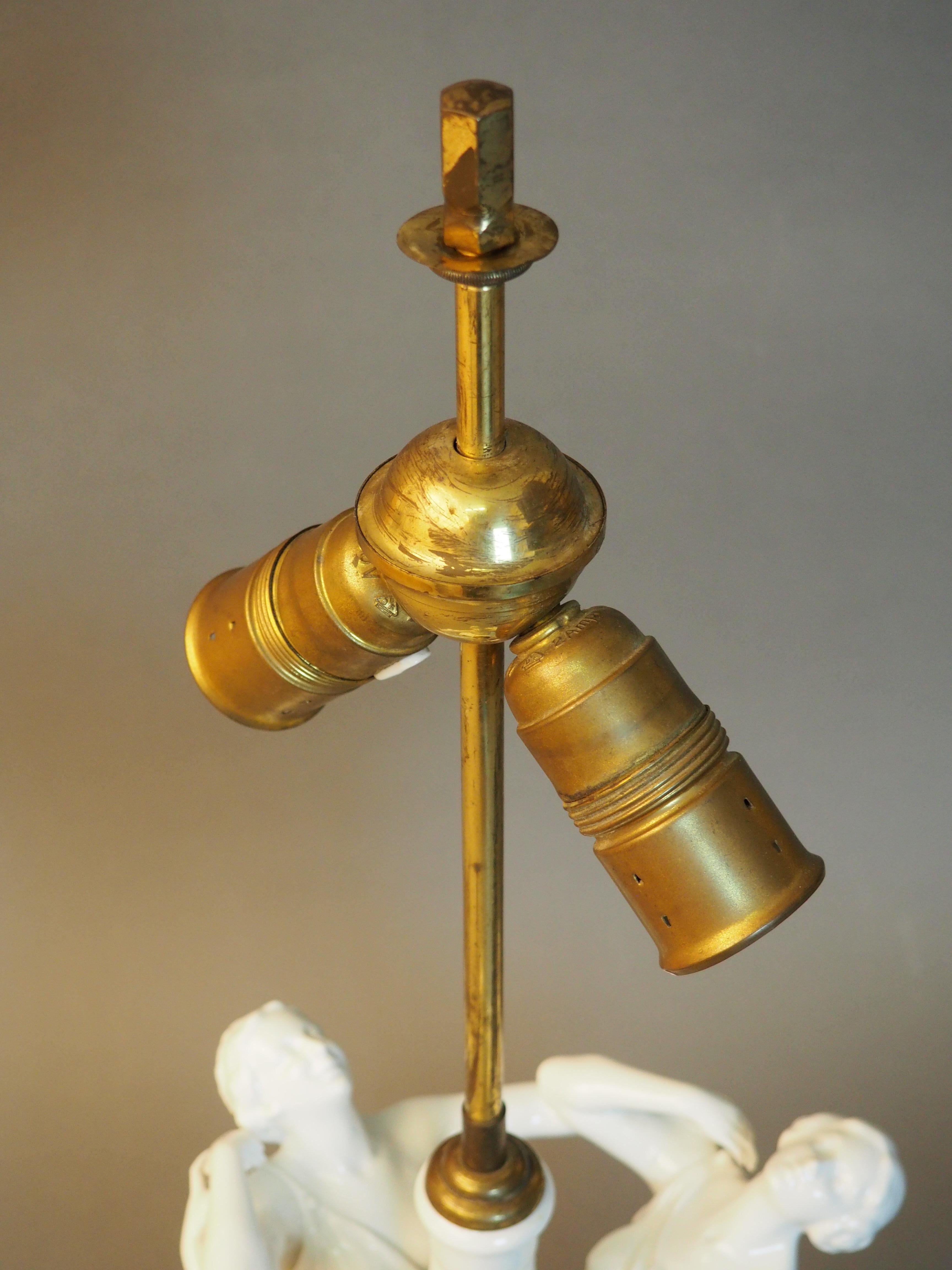 Art Nouveau Rare Rosenthal Figurine Table Lamp by K.Himmelstoss, circa 1916 For Sale