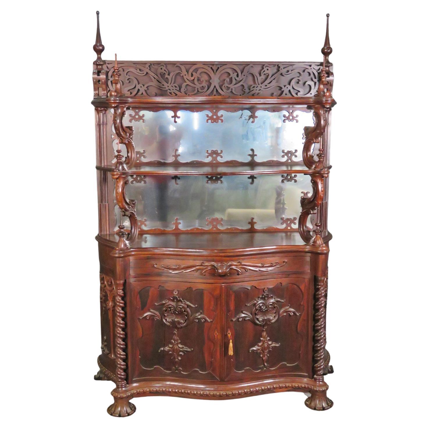 Rare Rosewood American Victorian Etagere Attributed to Alexander Roux C1860s