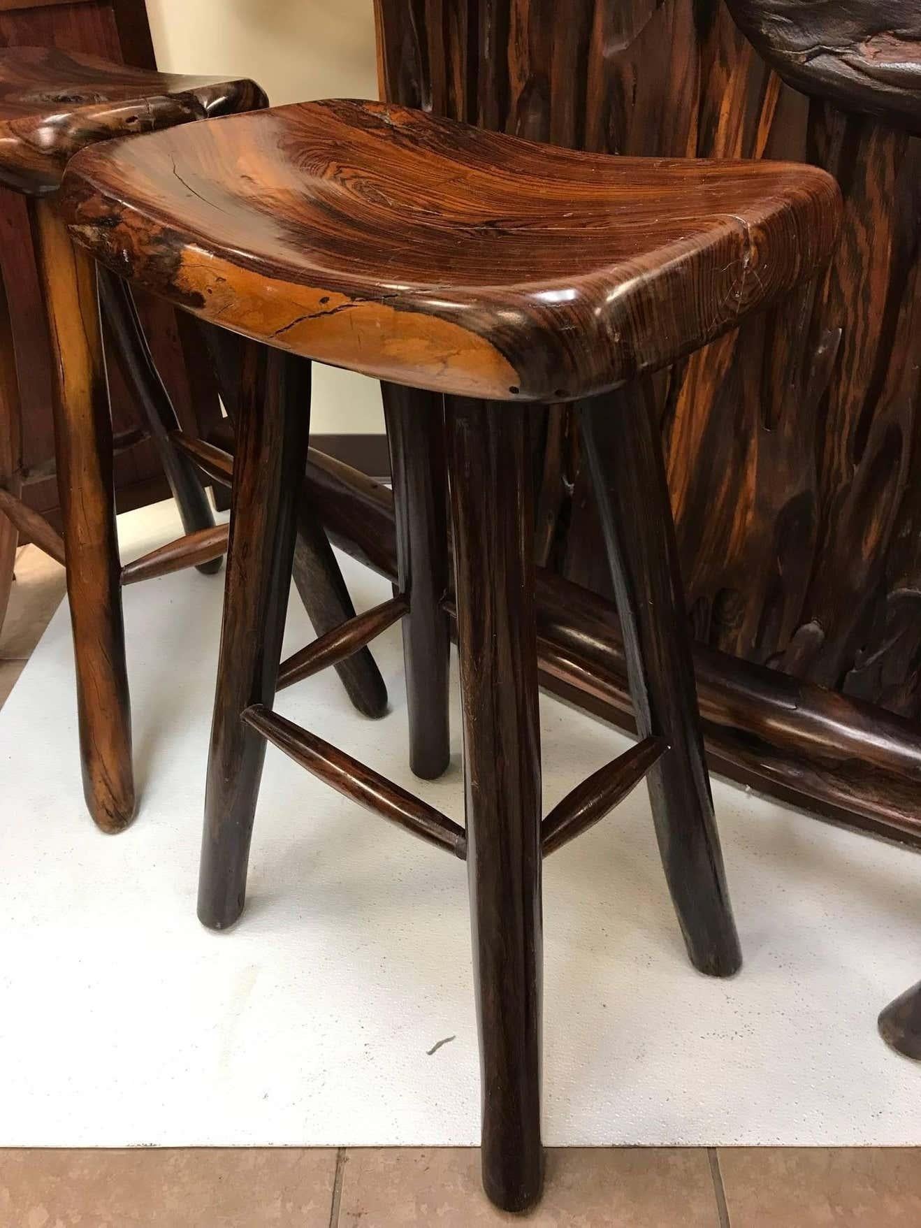 Rare Rosewood Bar and Stools For Sale 2