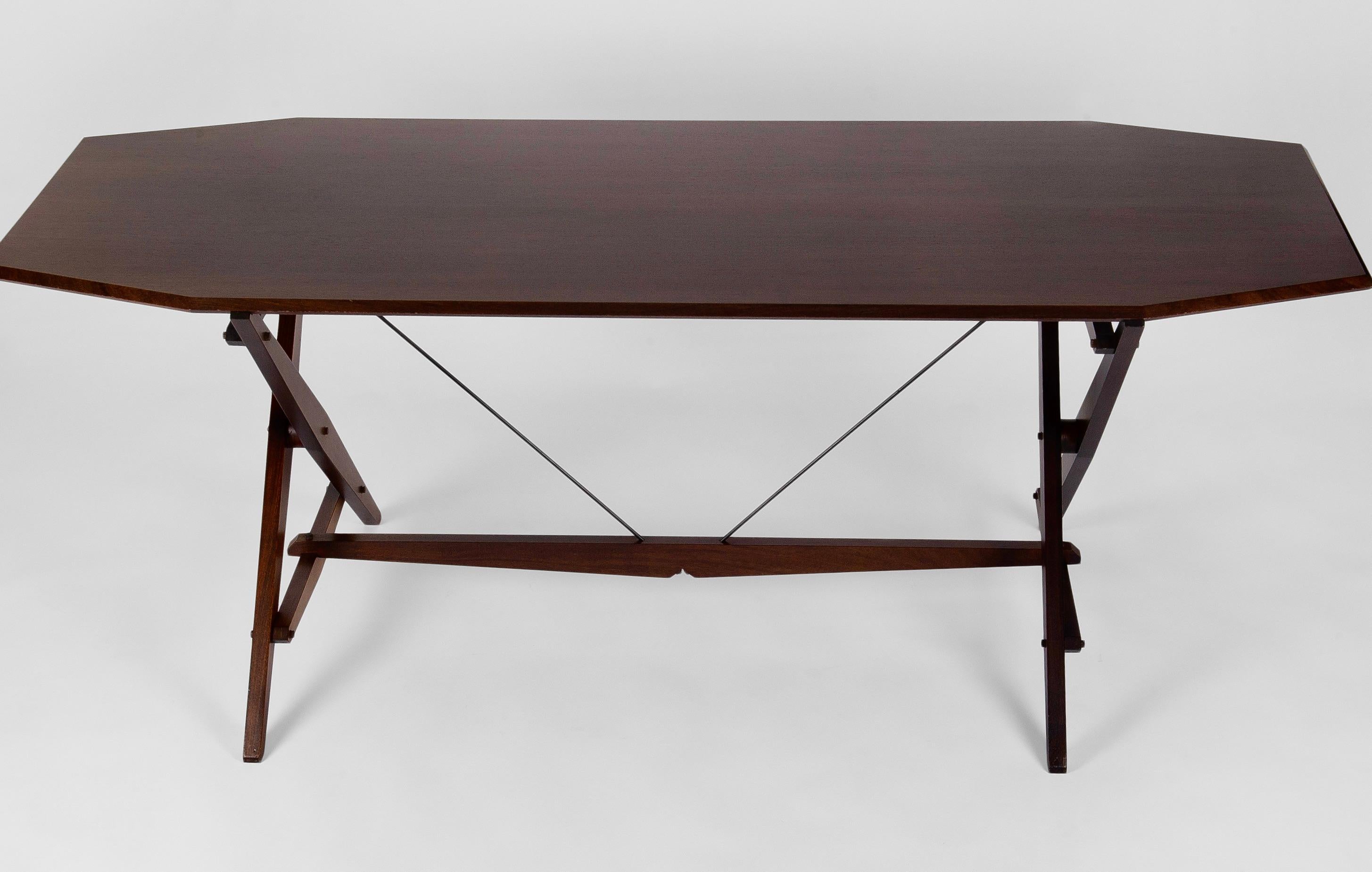 Rare Mahogany 'TL2' Cavalletto Table / Desk by Franco Albini for Poggi, Italy For Sale 3