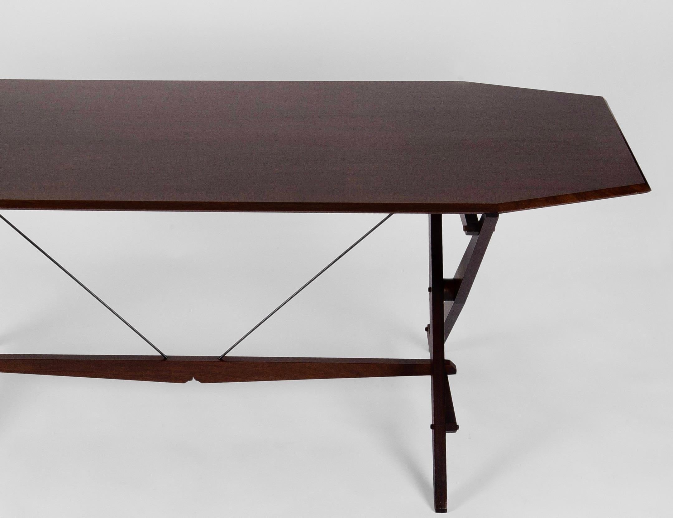 Mid-Century Modern Rare Mahogany 'TL2' Cavalletto Table / Desk by Franco Albini for Poggi, Italy For Sale
