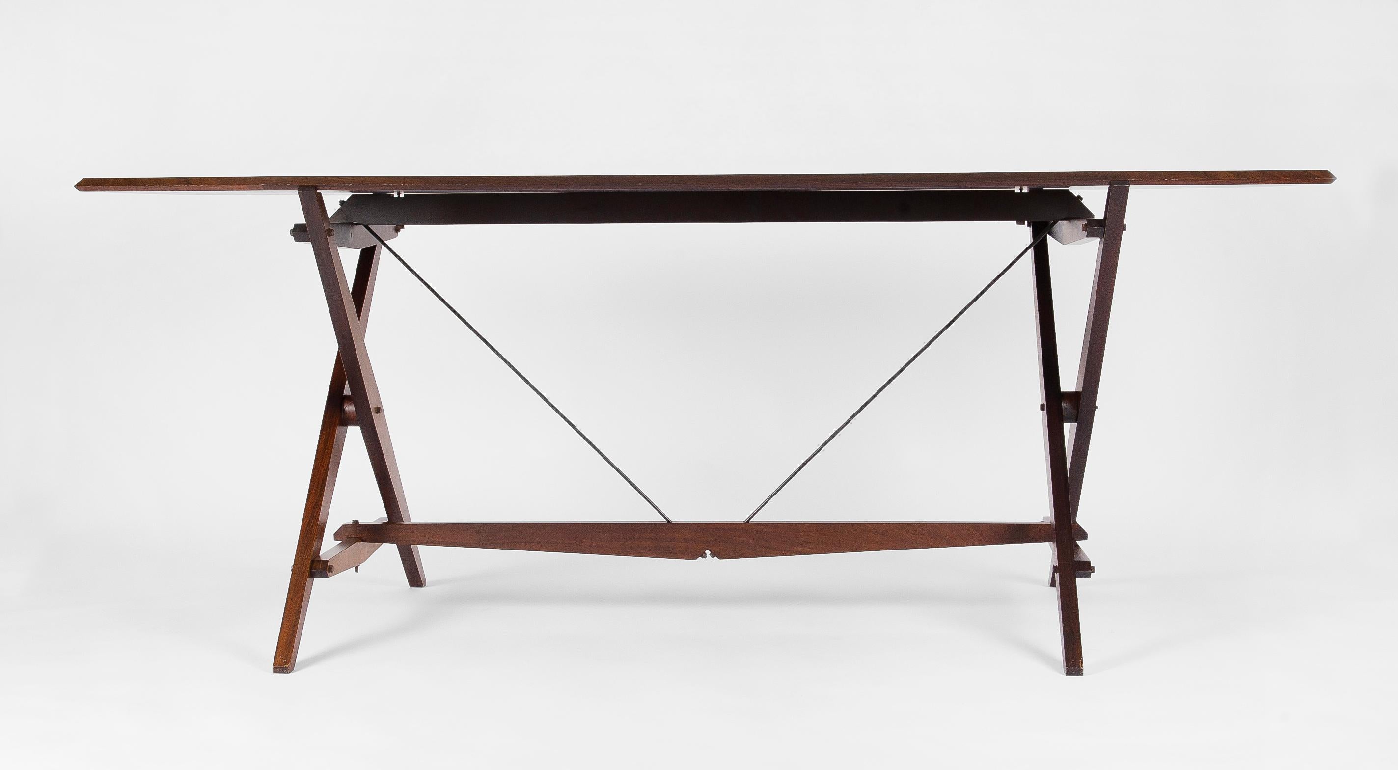 Rare Mahogany 'TL2' Cavalletto Table / Desk by Franco Albini for Poggi, Italy For Sale 1