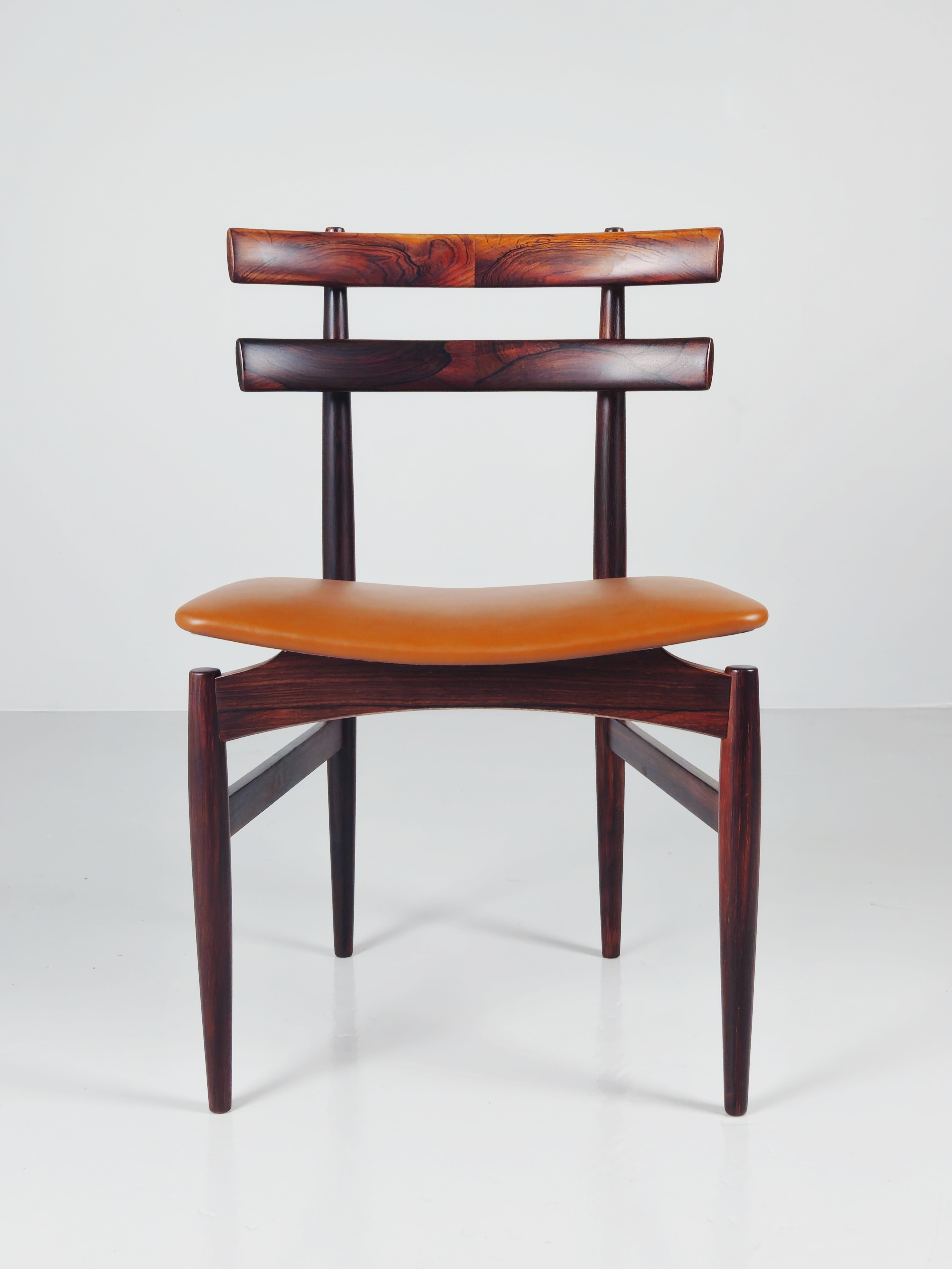 Leather Rare rosewood chair 'Model 30' by Poul Hundevad, Denmark, 1950s For Sale