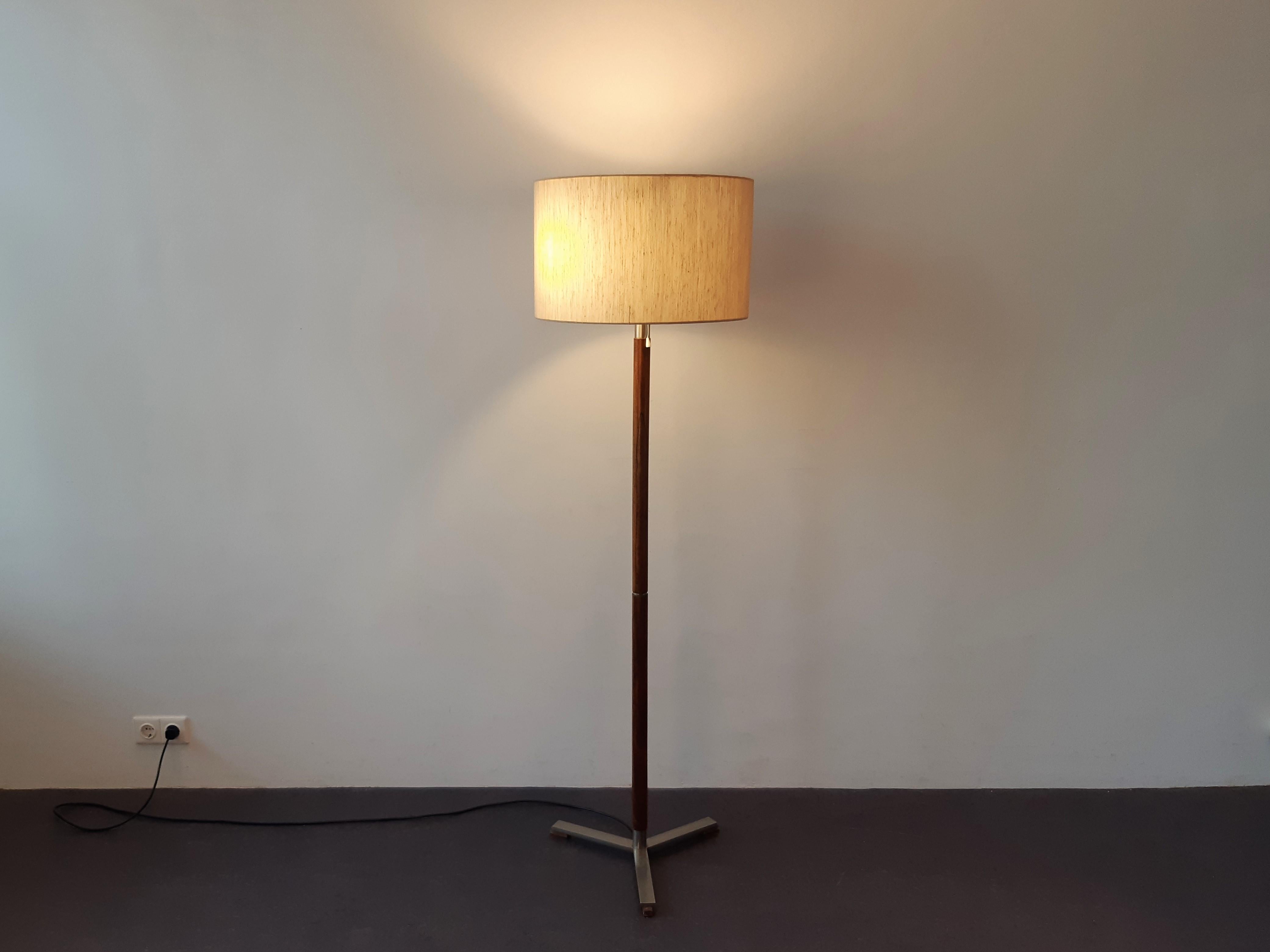 Metal Rare Rosewood Floor Lamp by Willem Hagoort, the Netherlands, 1960's For Sale