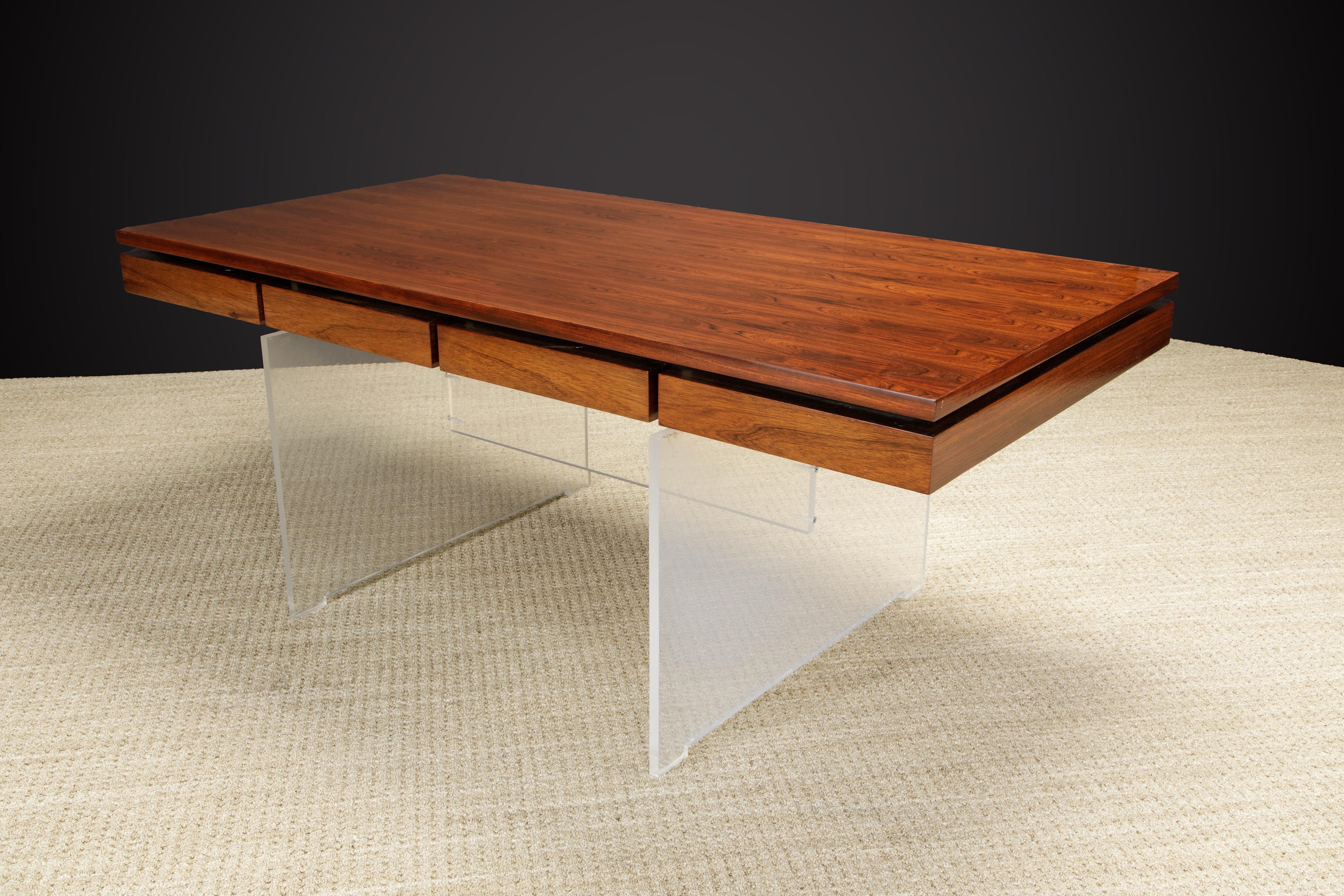 Rare Rosewood & Lucite Desk by Poul Nørreklit for S.H. Møbelfabrik, 1960s  For Sale 8