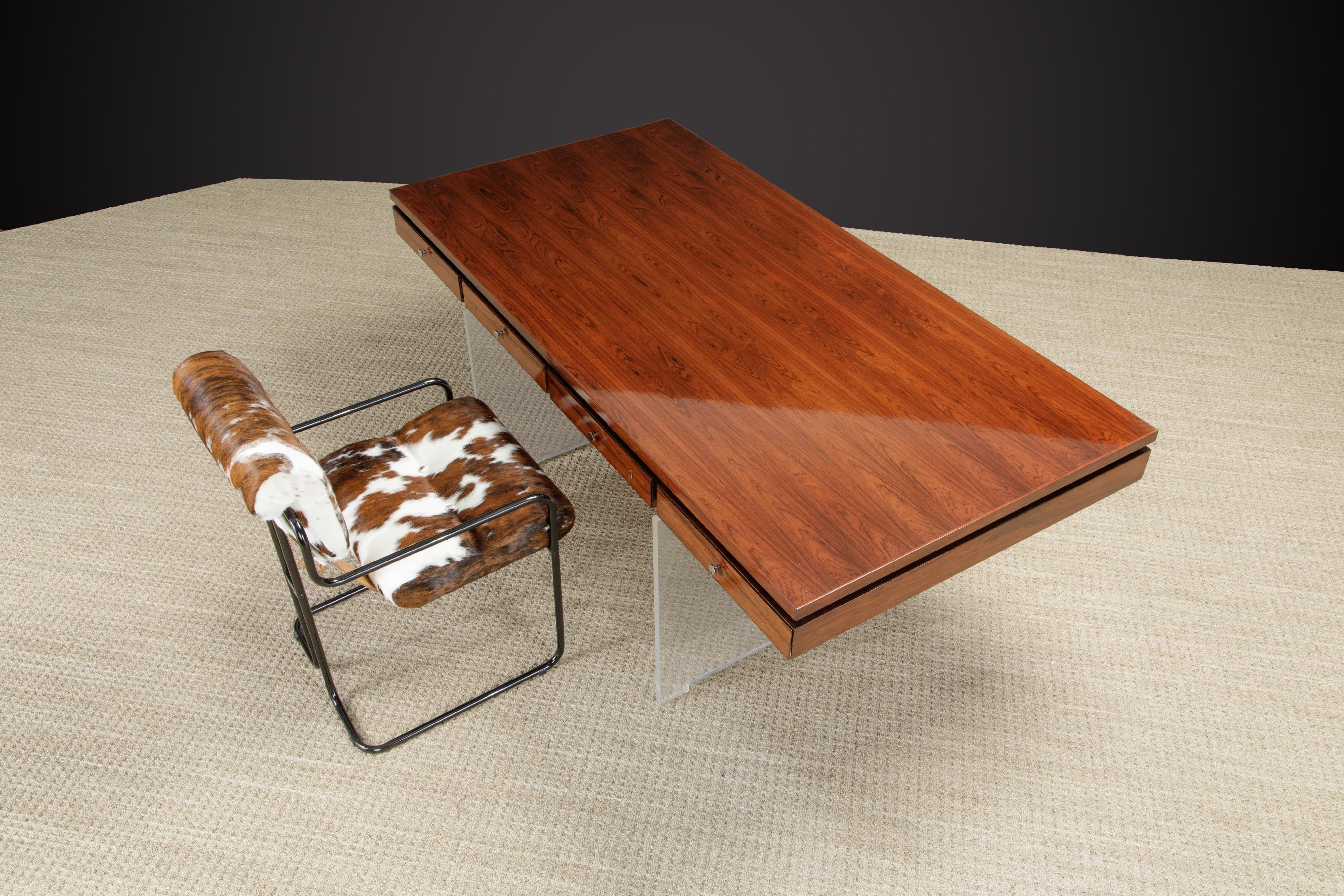 Seltener Schreibtisch aus Rosenholz und Lucite von Poul Nrreklit für S.H. Mbelfabrik, 1960er Jahre  im Angebot 13