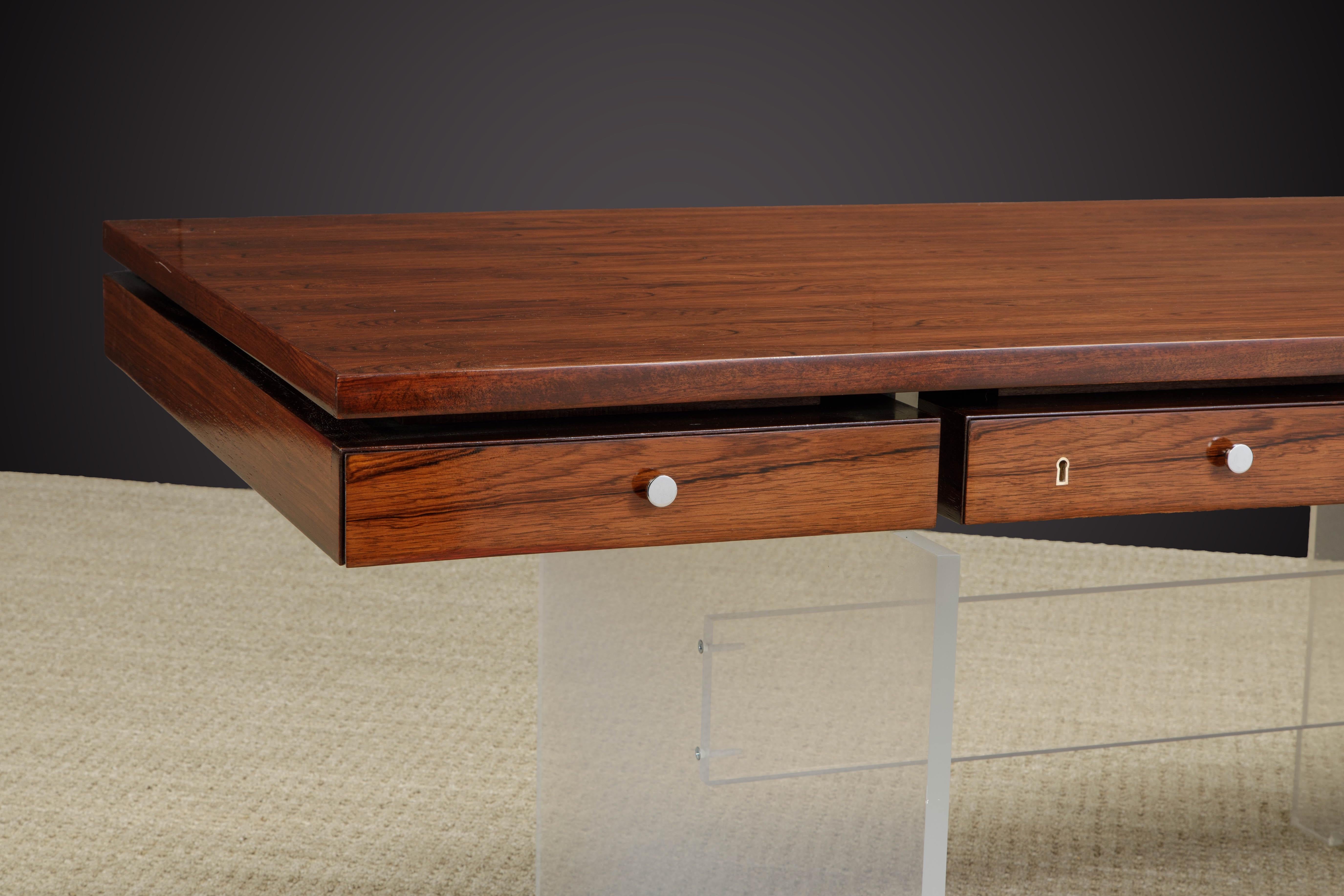 Rare Rosewood & Lucite Desk by Poul Nørreklit for S.H. Møbelfabrik, 1960s  In Good Condition For Sale In Los Angeles, CA