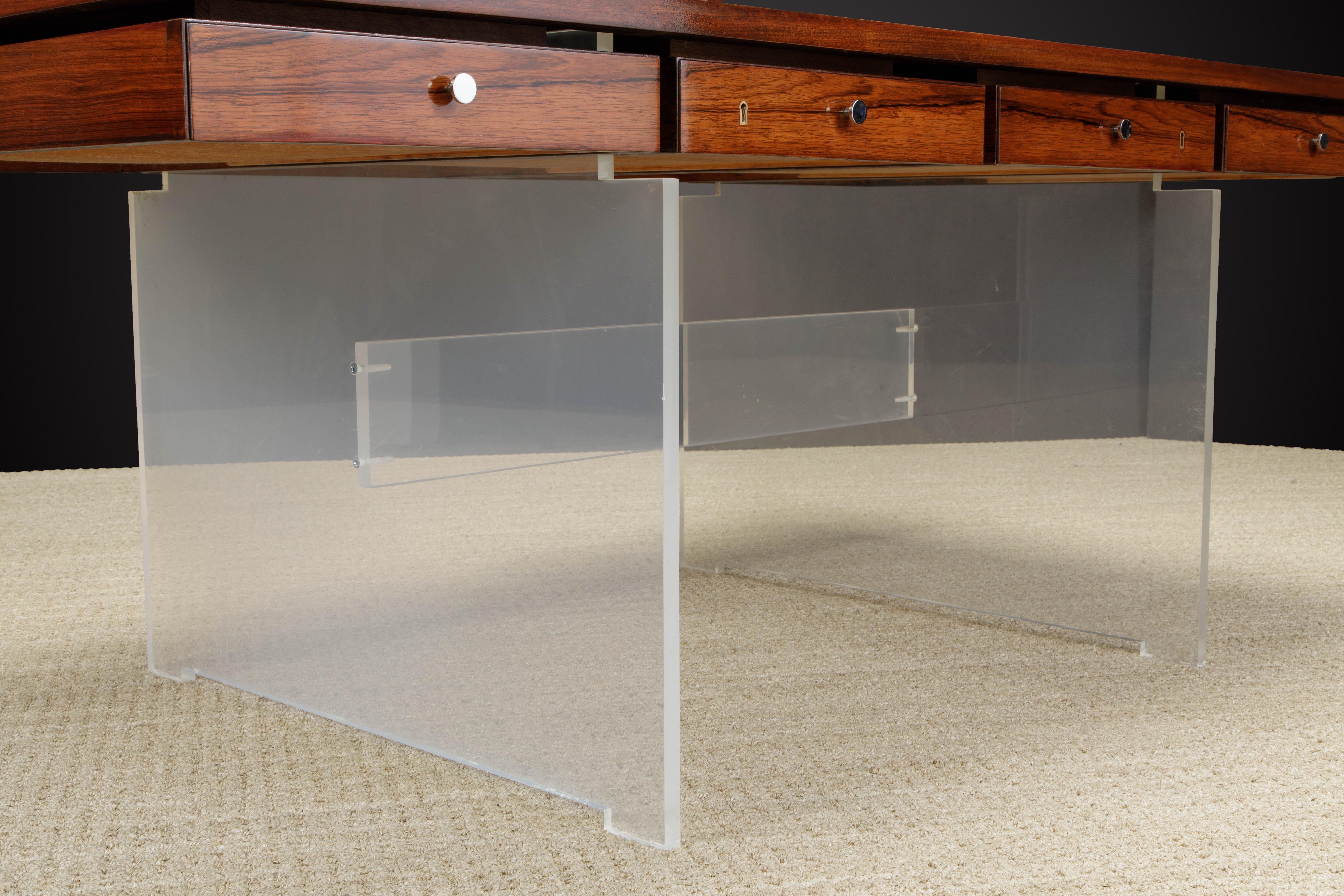 Rare Rosewood & Lucite Desk by Poul Nørreklit for S.H. Møbelfabrik, 1960s 2