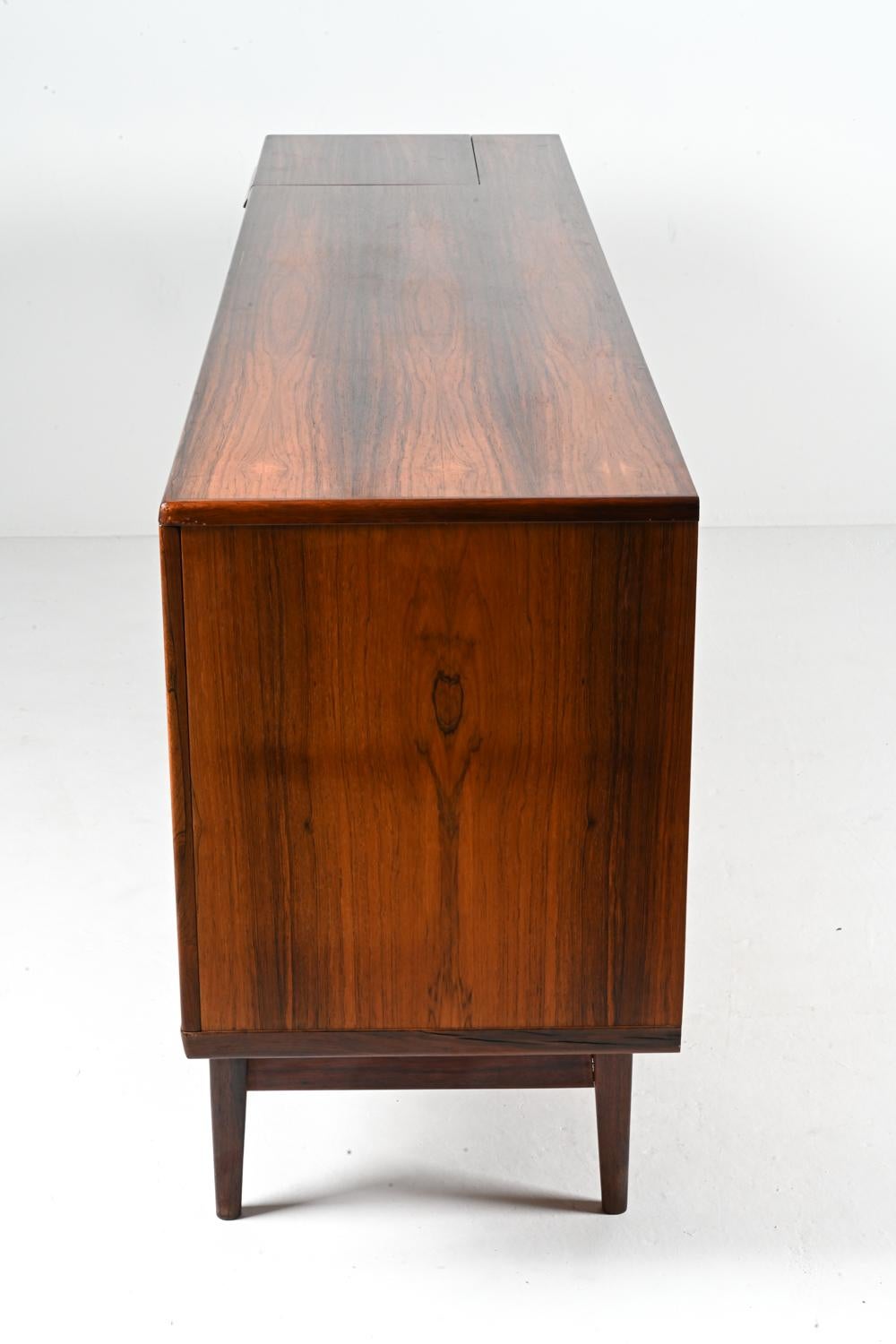 Rare Rosewood Sideboard With Bar by Johannes Andersen; Denmark, c. 1960's For Sale 4
