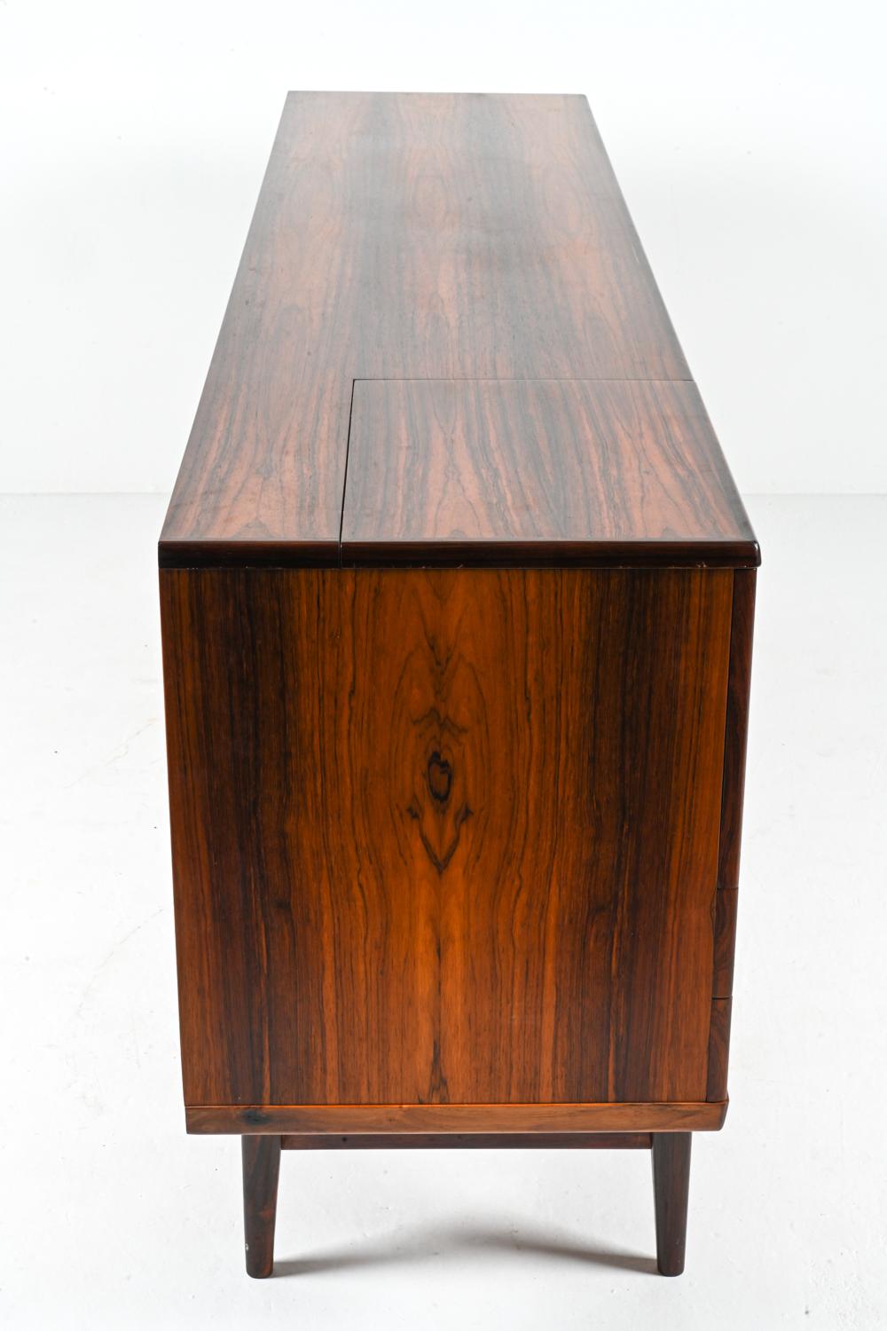 Rare Rosewood Sideboard With Bar by Johannes Andersen; Denmark, c. 1960's For Sale 10