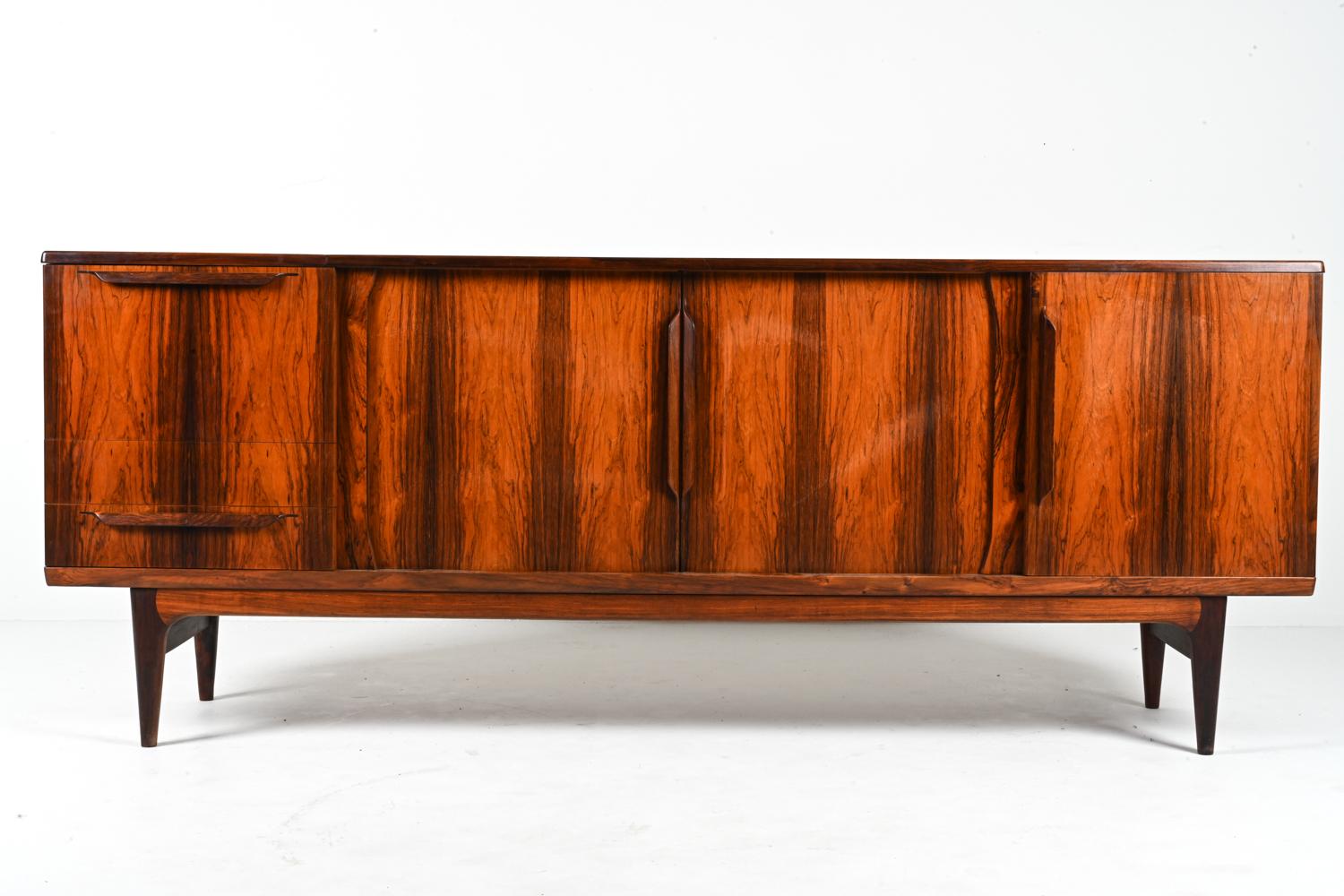 Danish Rare Rosewood Sideboard With Bar by Johannes Andersen; Denmark, c. 1960's For Sale