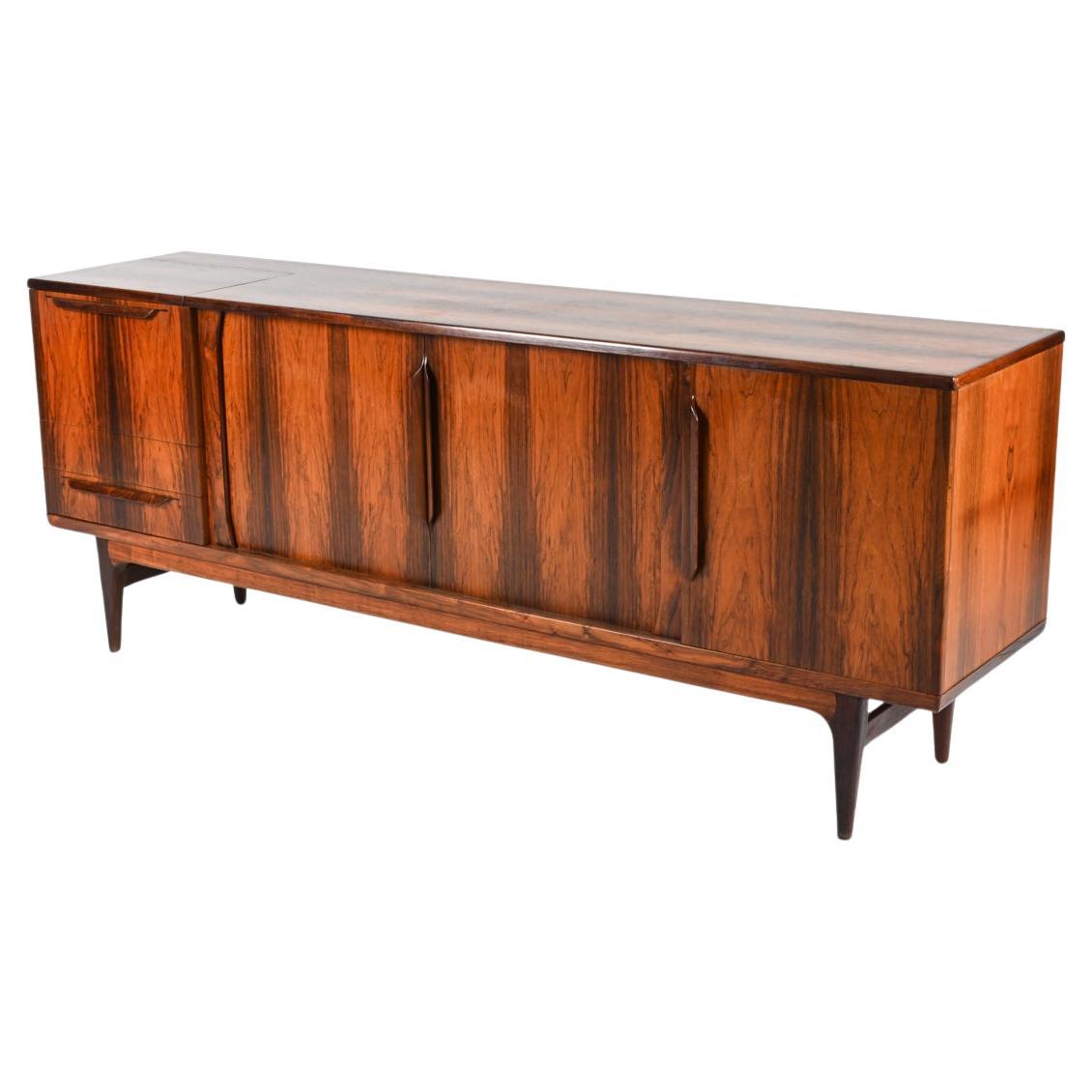 Rare Rosewood Sideboard With Bar by Johannes Andersen; Denmark, c. 1960's For Sale
