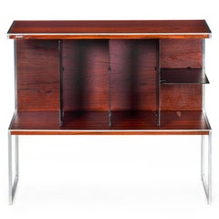 Rare Rosewood & Steel Media Shelf Console Table by Bang & Olufsen
