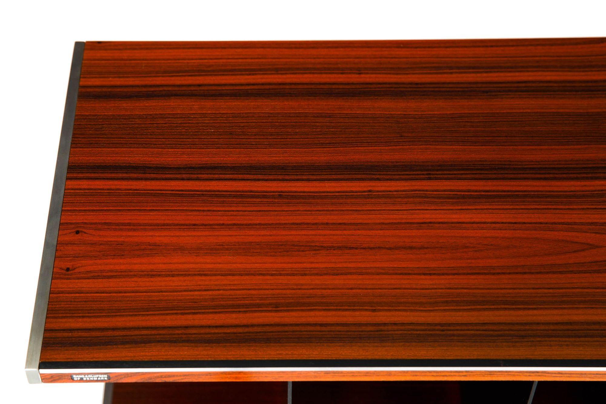 Mid-Century Modern Rare Rosewood & Steel Media Shelf Console Table by Bang & Olufsen For Sale