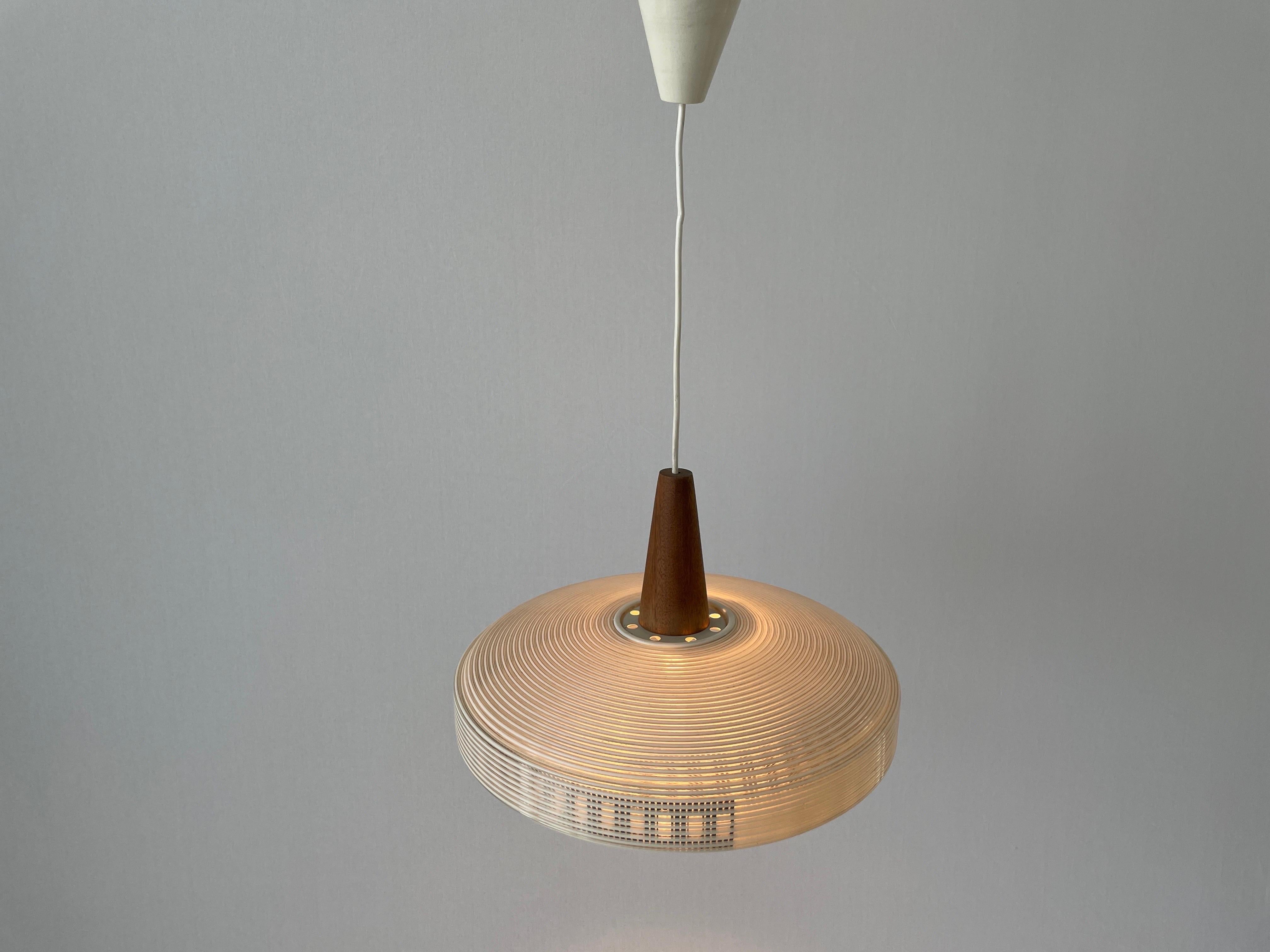 Rare Rotaflex Ceiling Lamp by Yasha Heifetz with Teak Detail, 1960s Germany 4