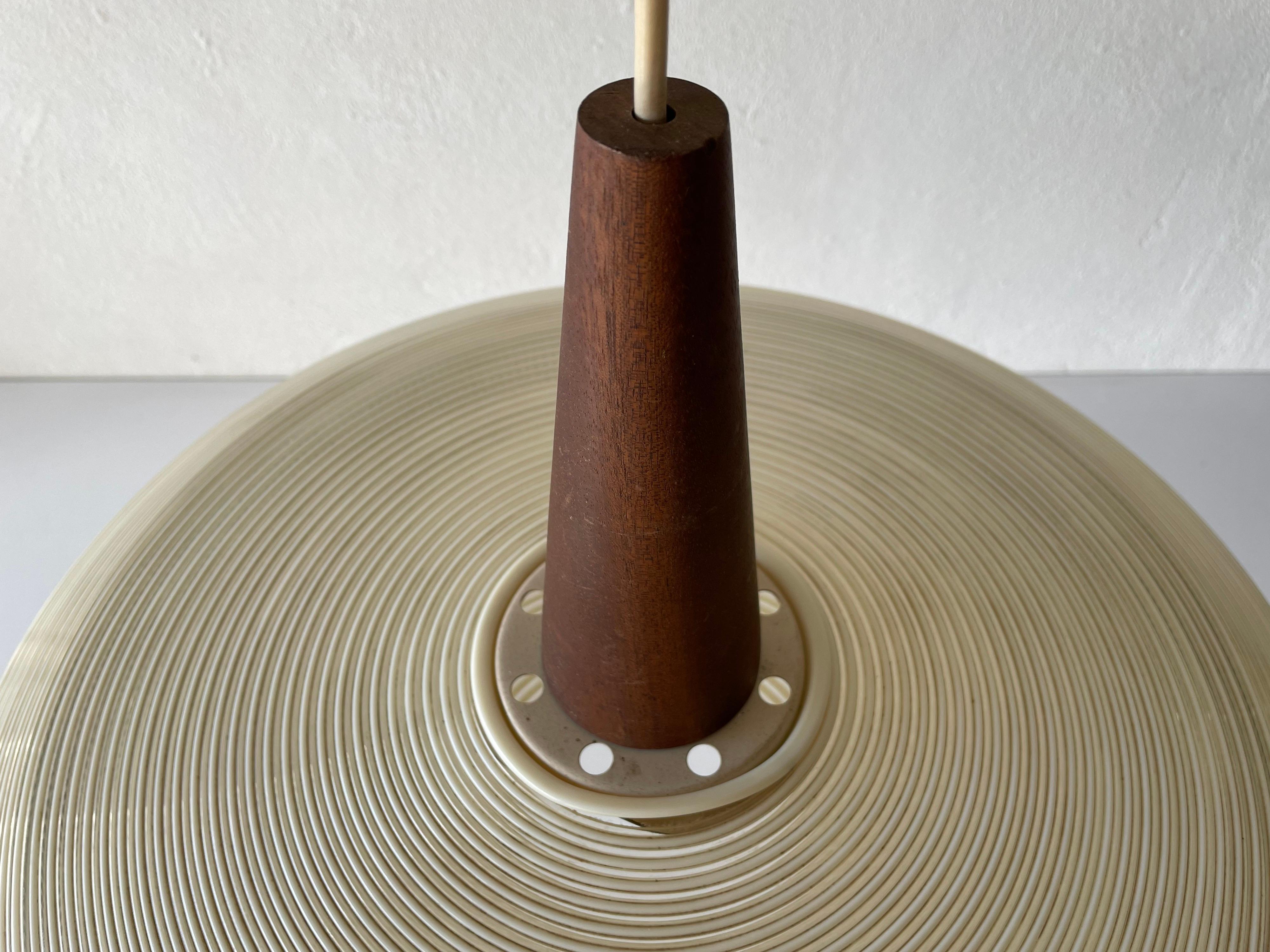 Rare Rotaflex Ceiling Lamp by Yasha Heifetz with Teak Detail, 1960s Germany In Good Condition In Hagenbach, DE