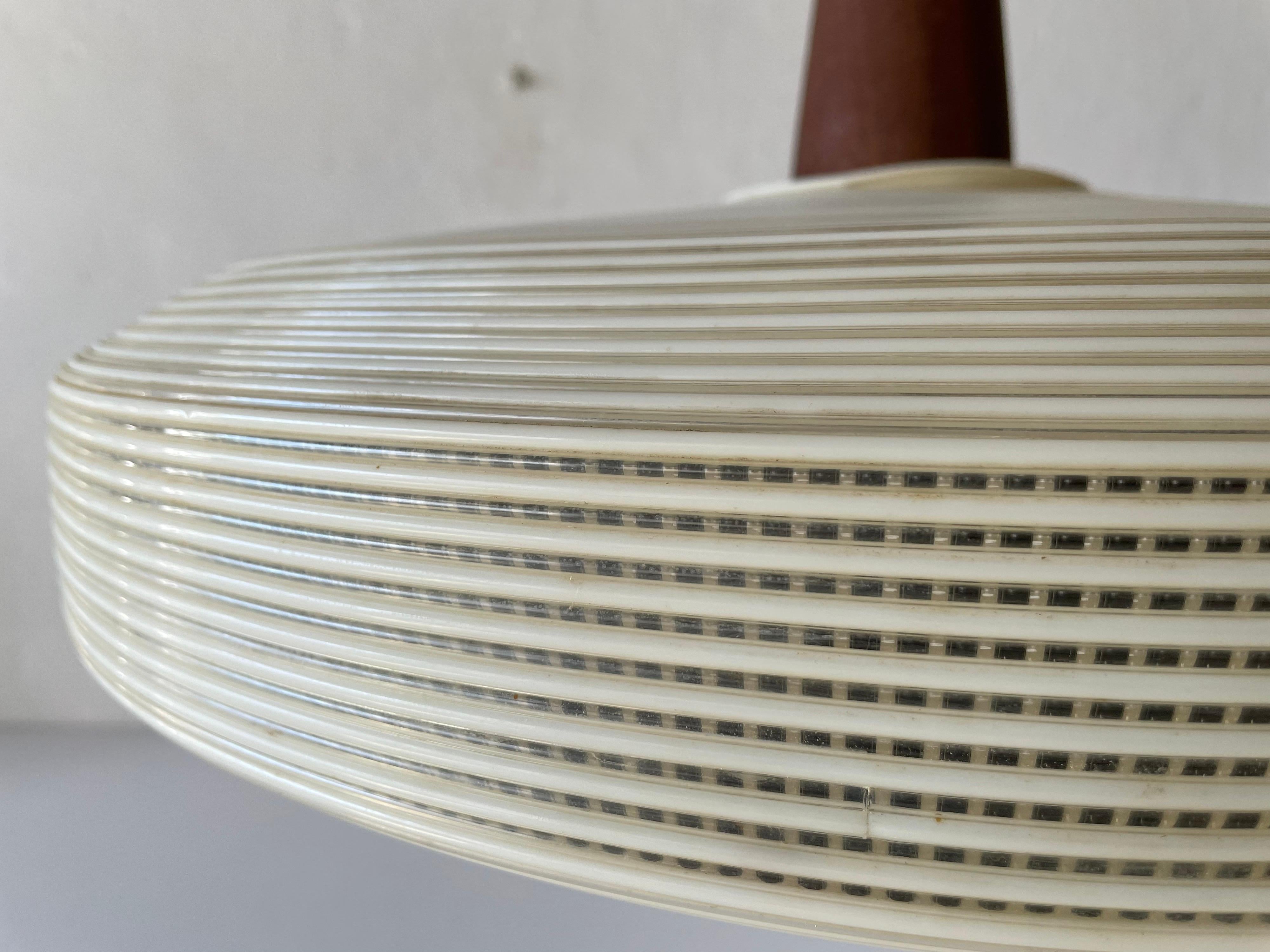 Plastic Rare Rotaflex Ceiling Lamp by Yasha Heifetz with Teak Detail, 1960s Germany