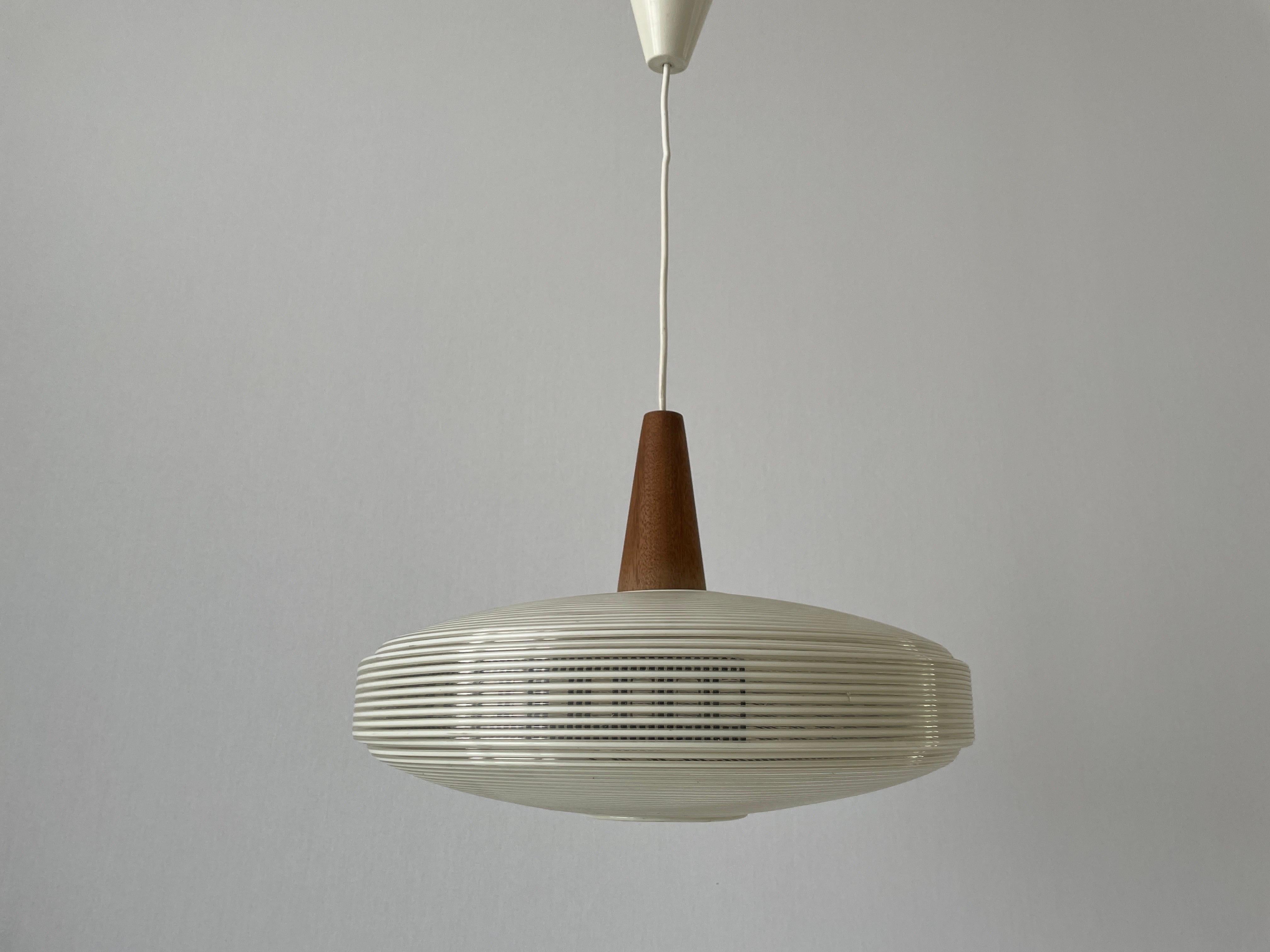Plastic Rare Rotaflex Ceiling Lamp by Yasha Heifetz with Teak Detail, 1960s Germany