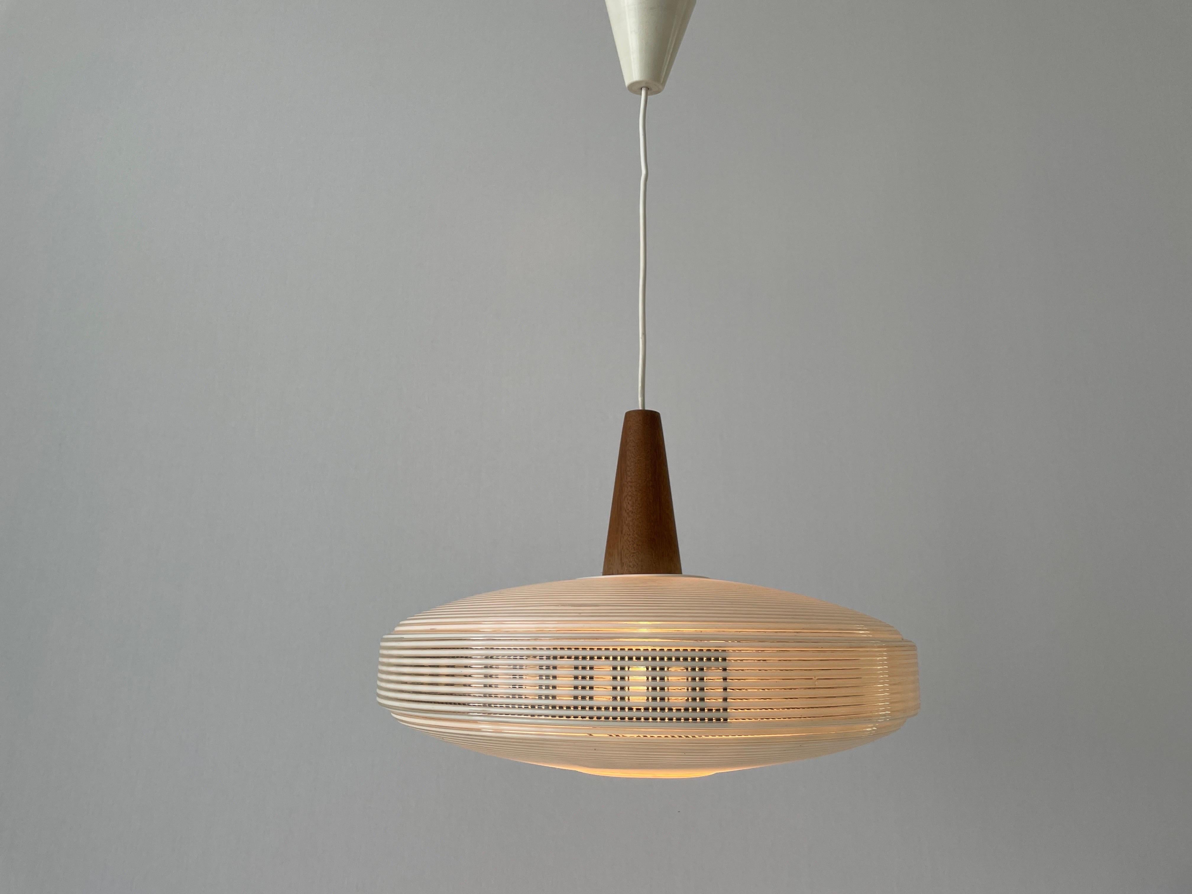 Rare Rotaflex Ceiling Lamp by Yasha Heifetz with Teak Detail, 1960s Germany 1