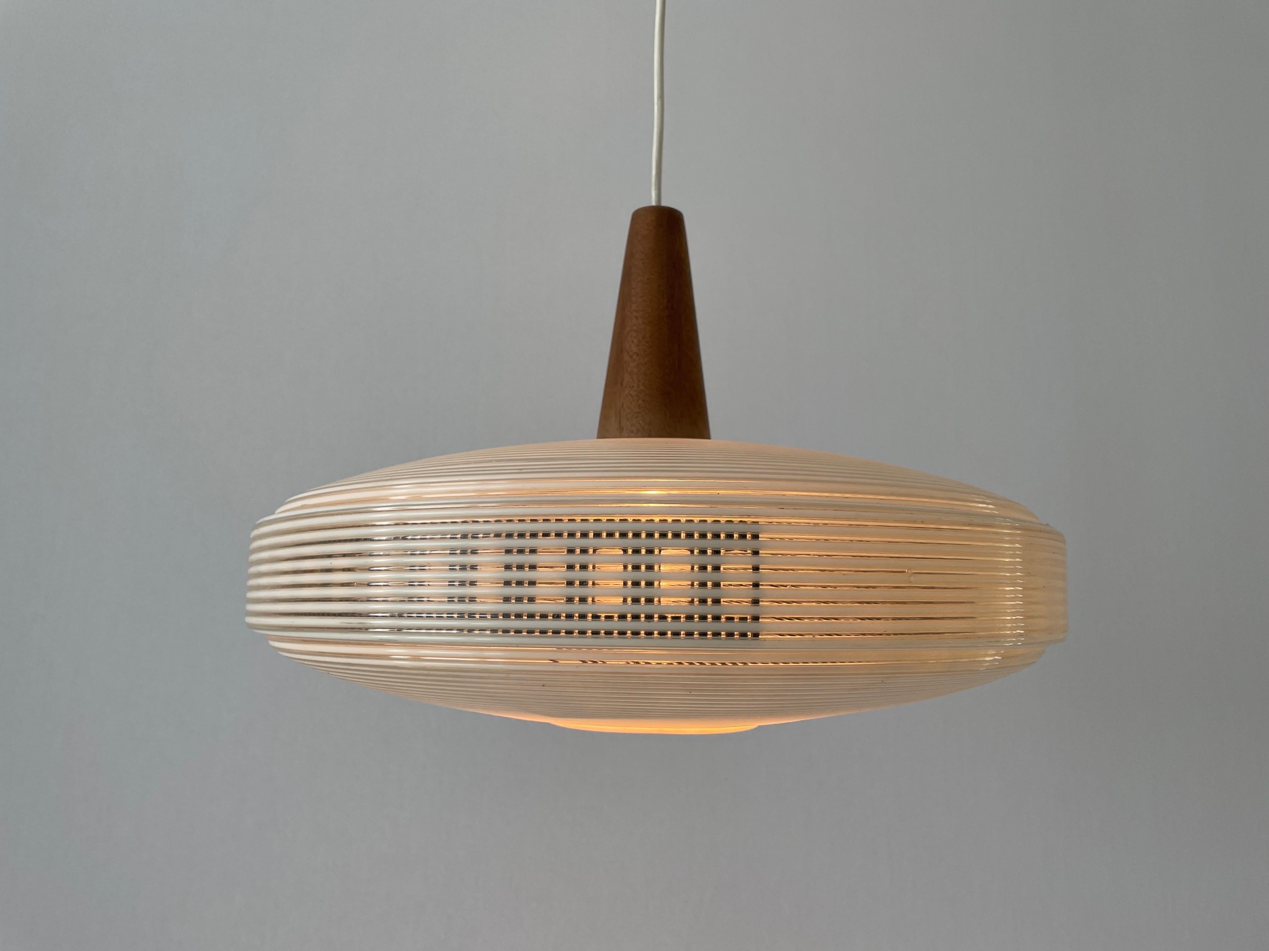 Rare Rotaflex Ceiling Lamp by Yasha Heifetz with Teak Detail, 1960s Germany 2