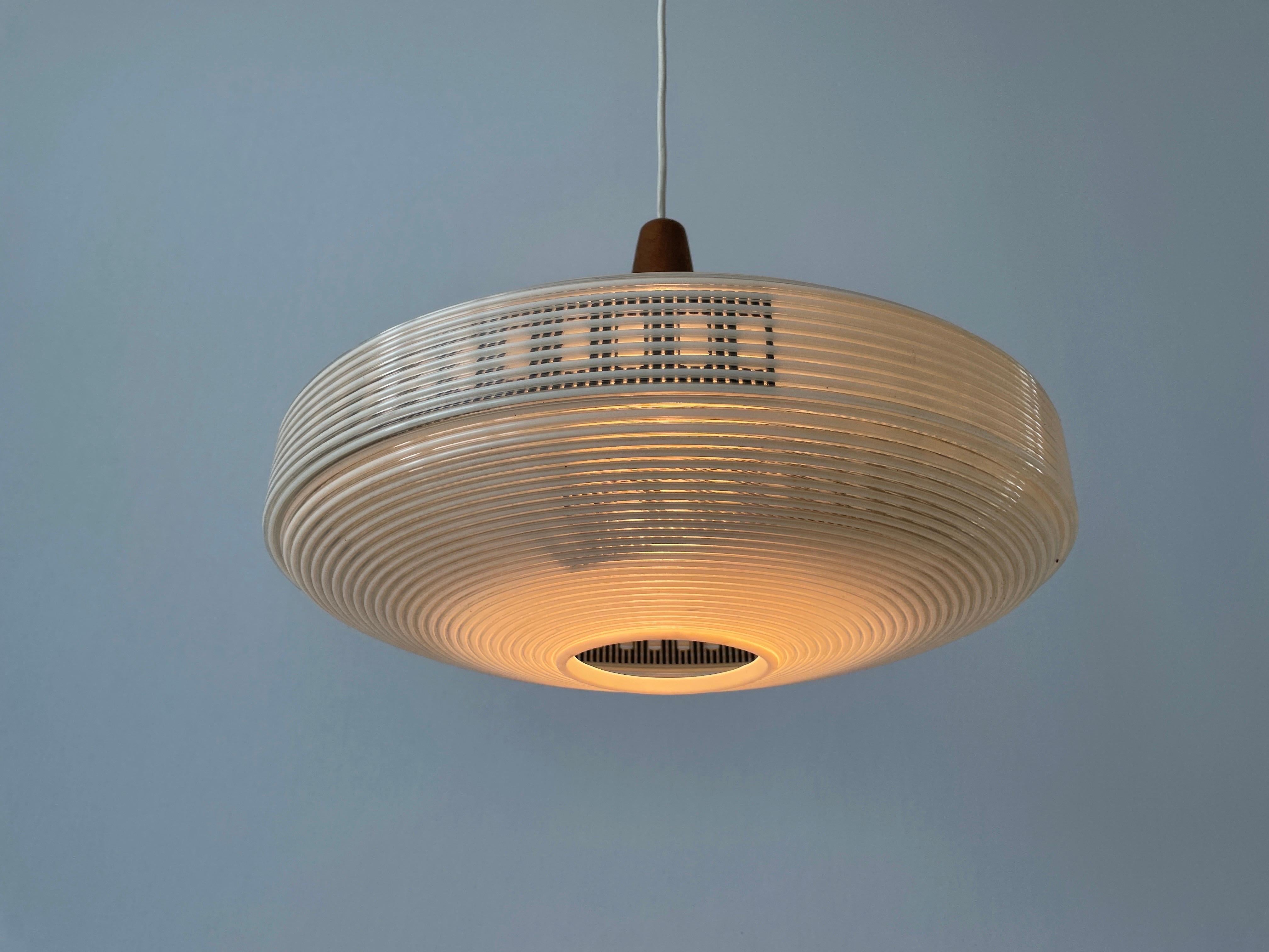 Rare Rotaflex Ceiling Lamp by Yasha Heifetz with Teak Detail, 1960s Germany 3