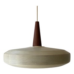 Rare Rotaflex Ceiling Lamp by Yasha Heifetz with Teak Detail, 1960s Germany