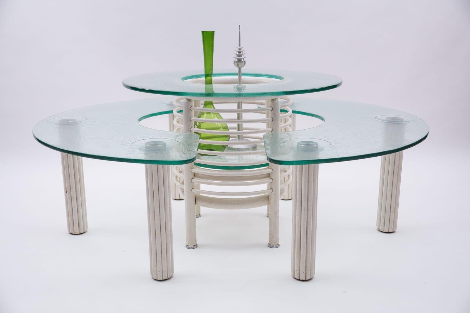 Seltenes rundes 3-Objekt-Tischset mit Flaschentablett, 1980er Jahre, Italien (Hollywood Regency) im Angebot