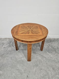 Rare Round  Art Deco Walnut Cocktail or Side Table, Austria 1930s