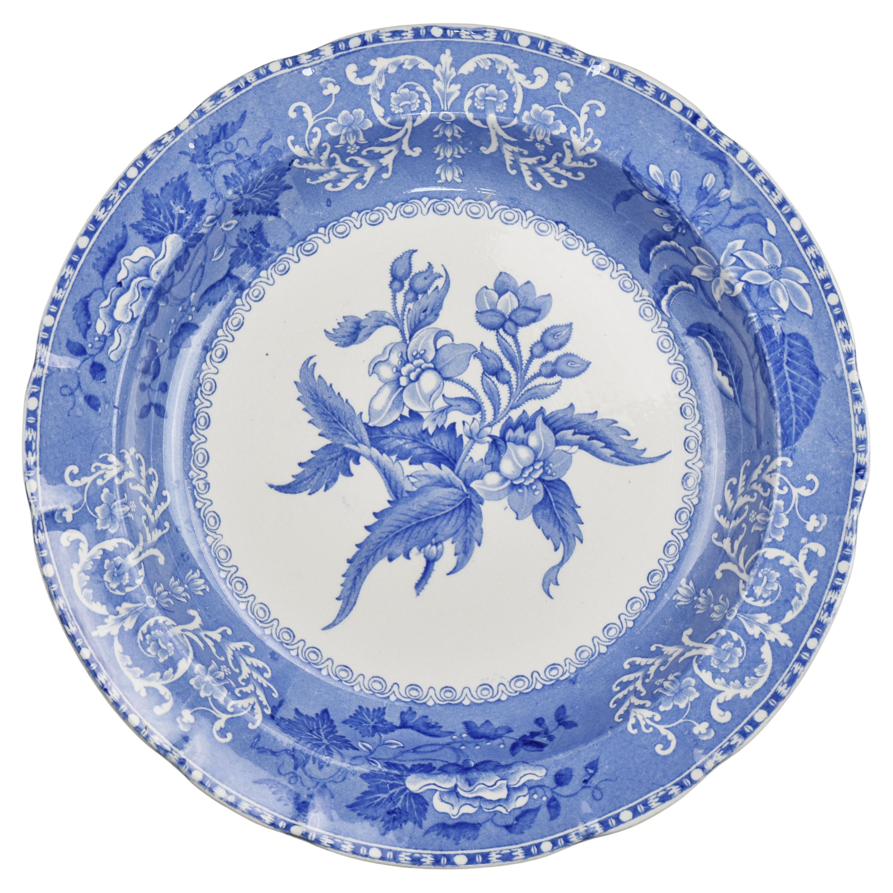 Rare Round Deep Antique Spode Serving Platter Dish Plate Camilla Transferware For Sale