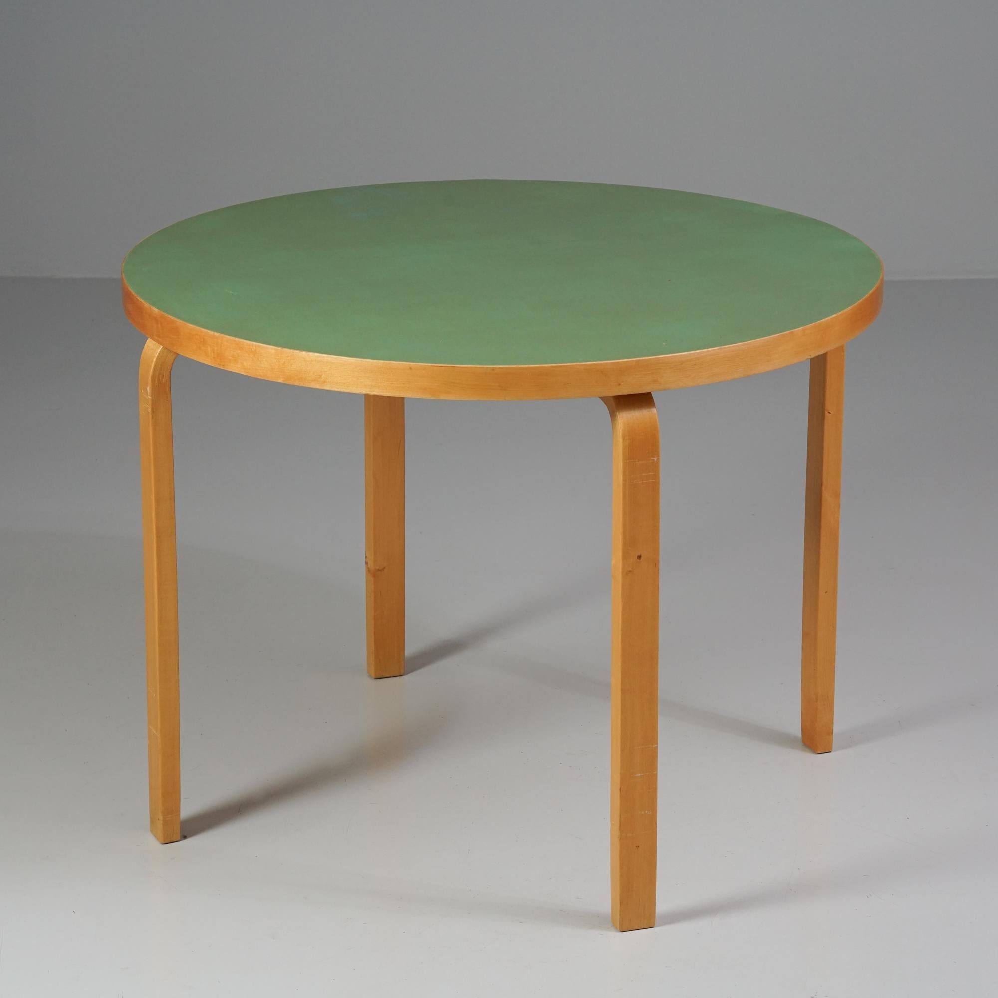 Scandinavian Modern Rare Round Dining Table, Alvar Aalto, Oy Huonekalu- ja Rakennustyötehdas Ab, 50s For Sale