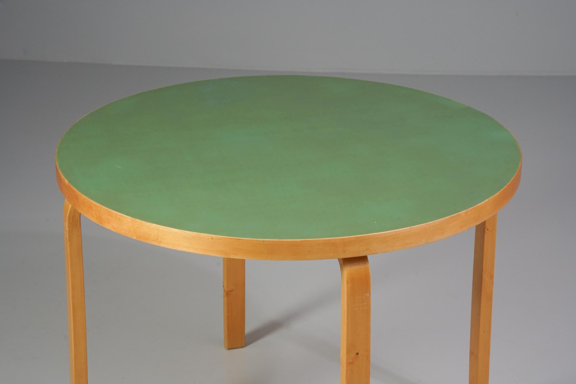 Finnish Rare Round Dining Table, Alvar Aalto, Oy Huonekalu- ja Rakennustyötehdas Ab, 50s For Sale
