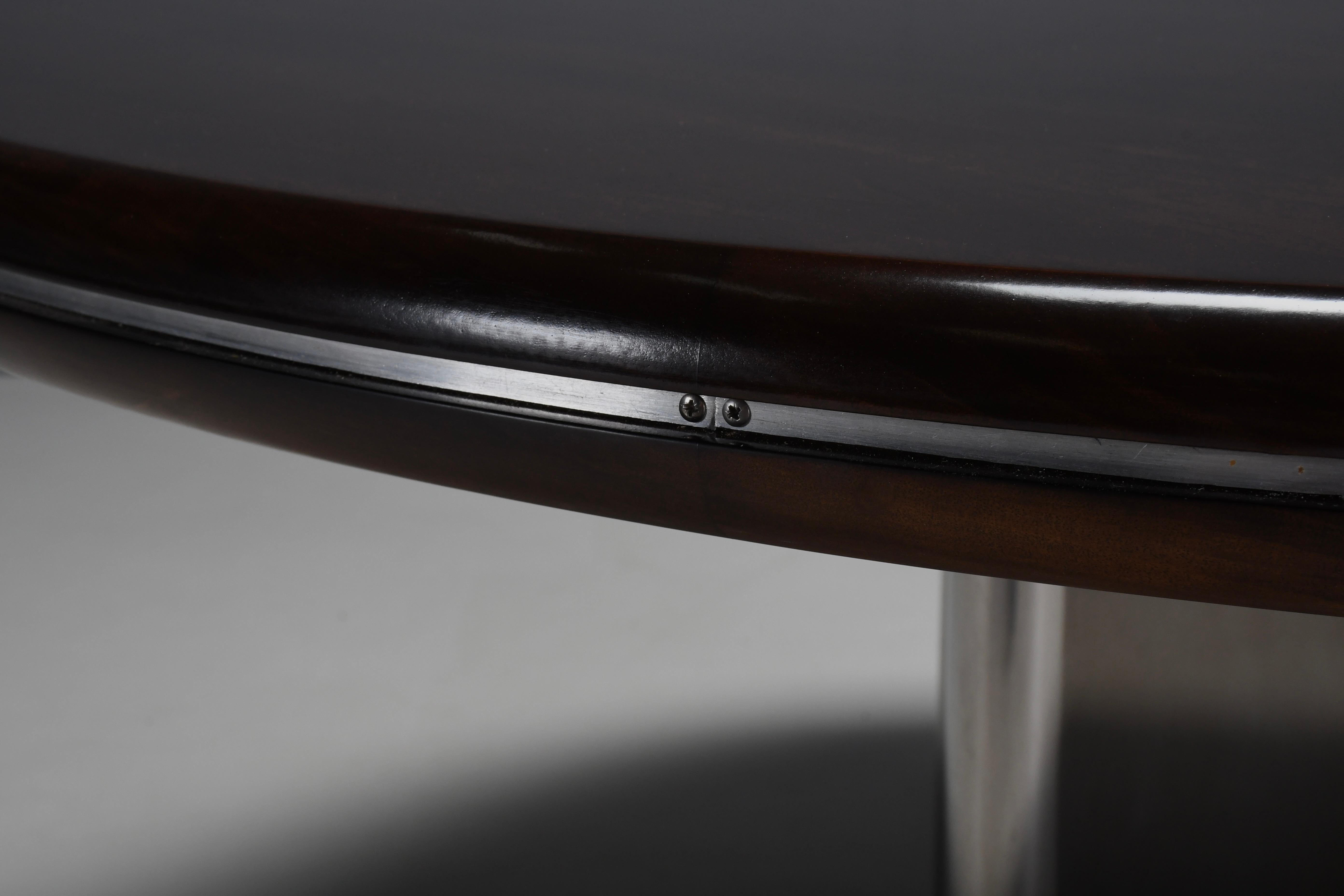 Rare Round Dining Table by Hans Von Klier for Skipper, Stainless Steel and Wood. In Good Condition In Echt, NL